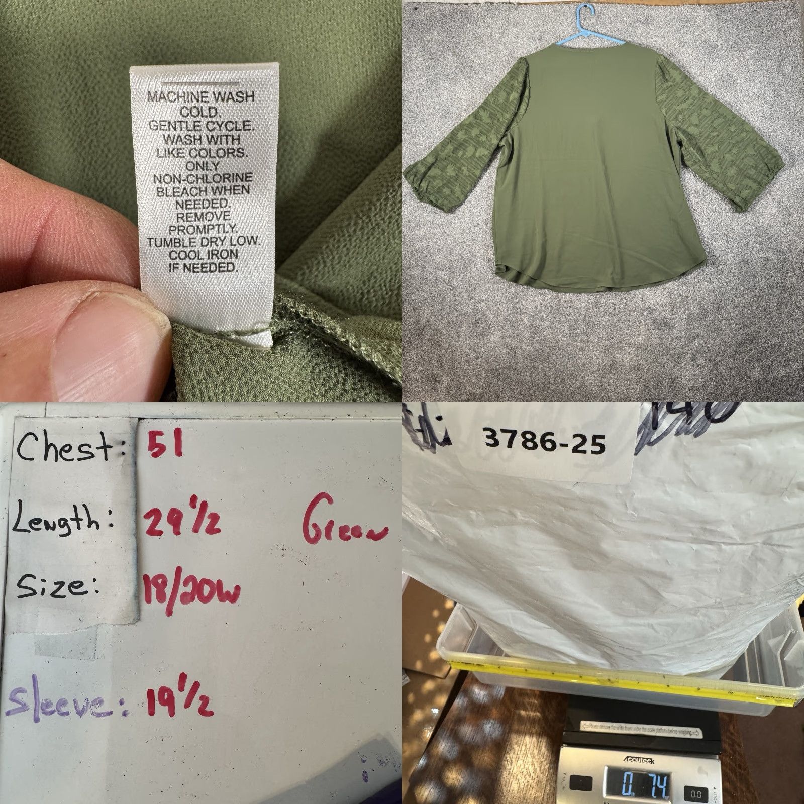 Vintage Cato Blouse Women Plus 18W 18/20W Green Casual Work Office Draped Relaxed Comfort Shirt Size XXL / US 16-18 / IT 52-54 - 8 Thumbnail