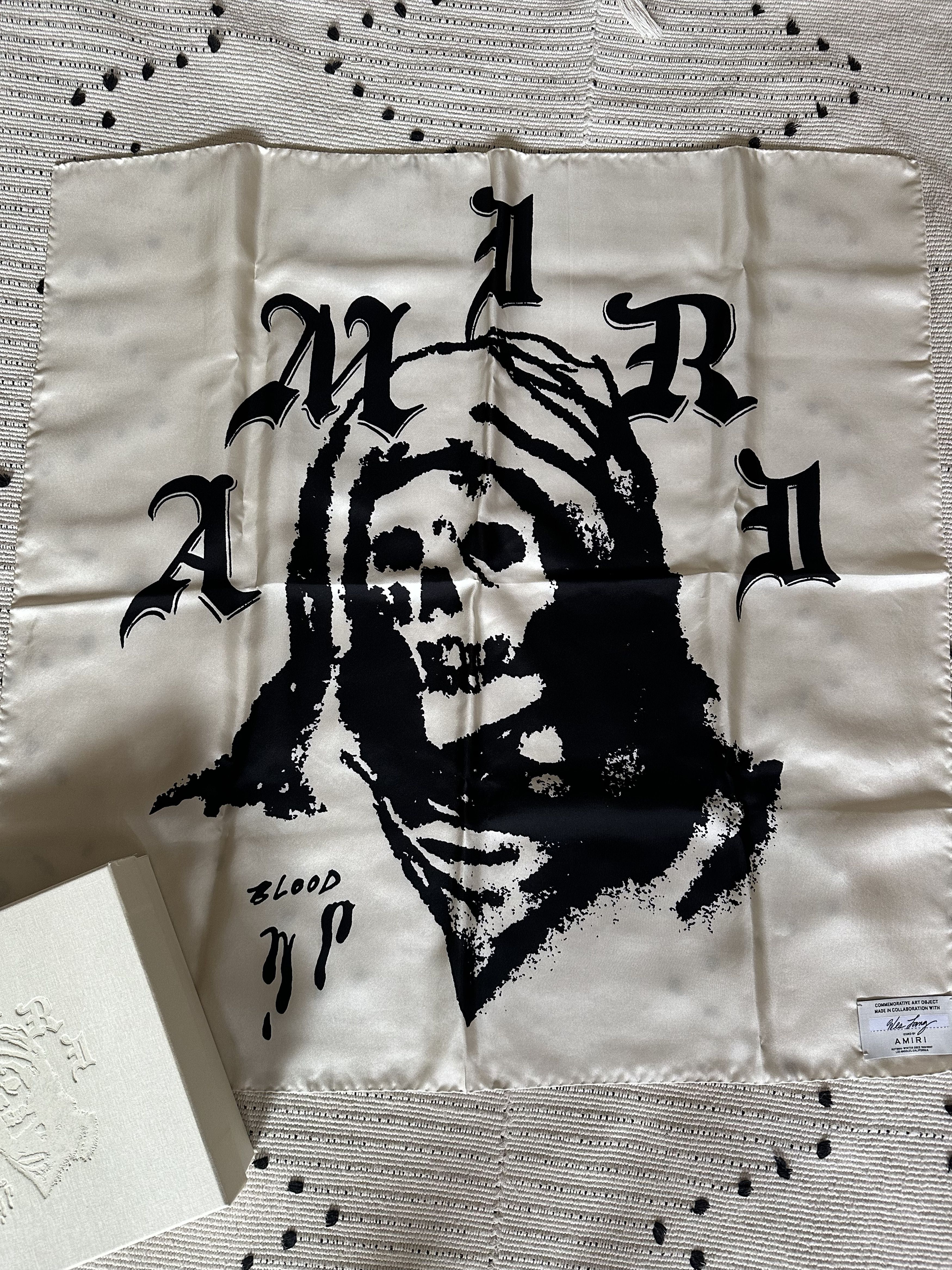 image of Ltd Edition Amiri X Wes Lang Silk Scarf A/w 2022 in Off White, Men's
