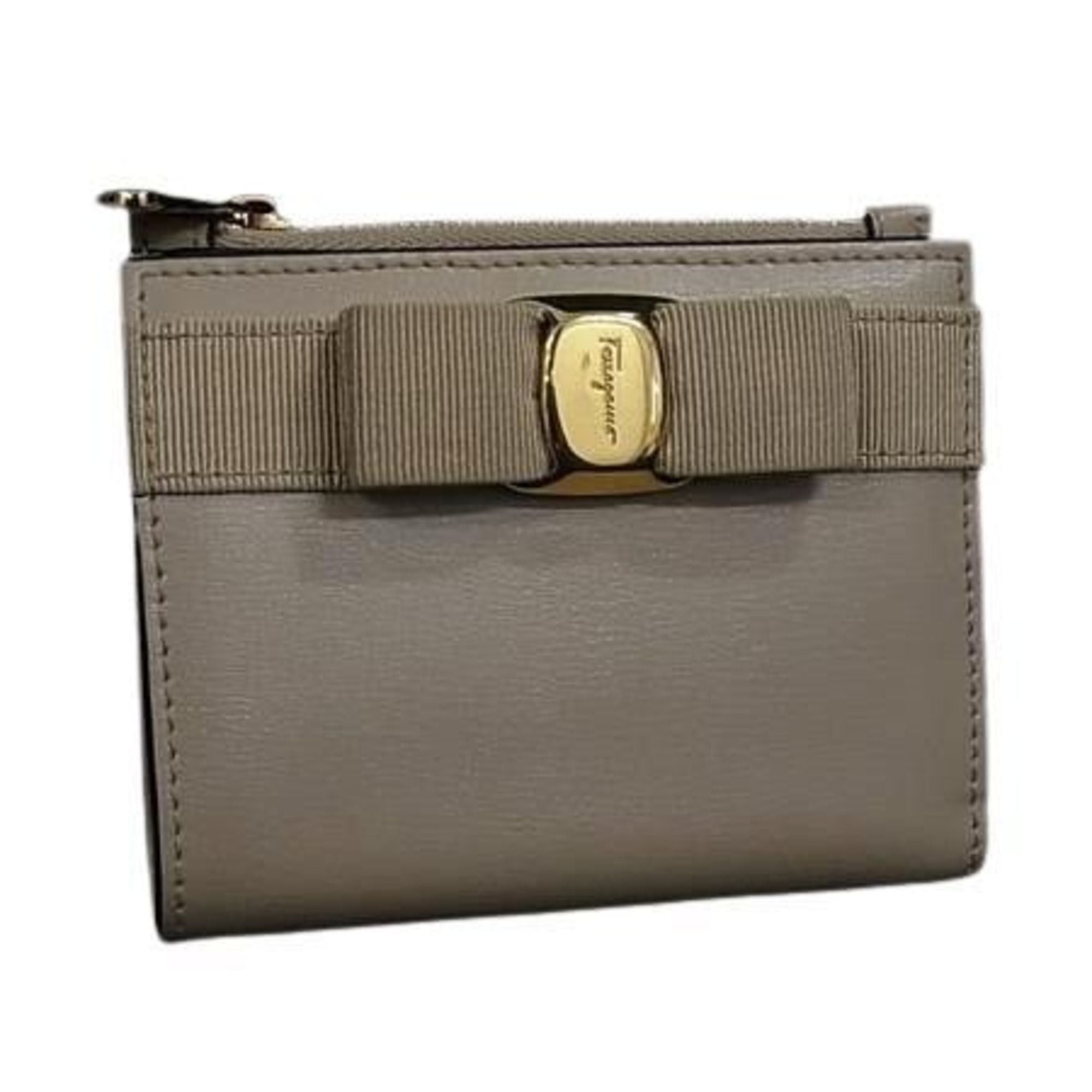 Salvatore Ferragamo Salvatore Ferragamo Vara Ribbon Wallet JP22E009 Beige Leather Women's Bifold Size ONE SIZE - 1 Thumbnail