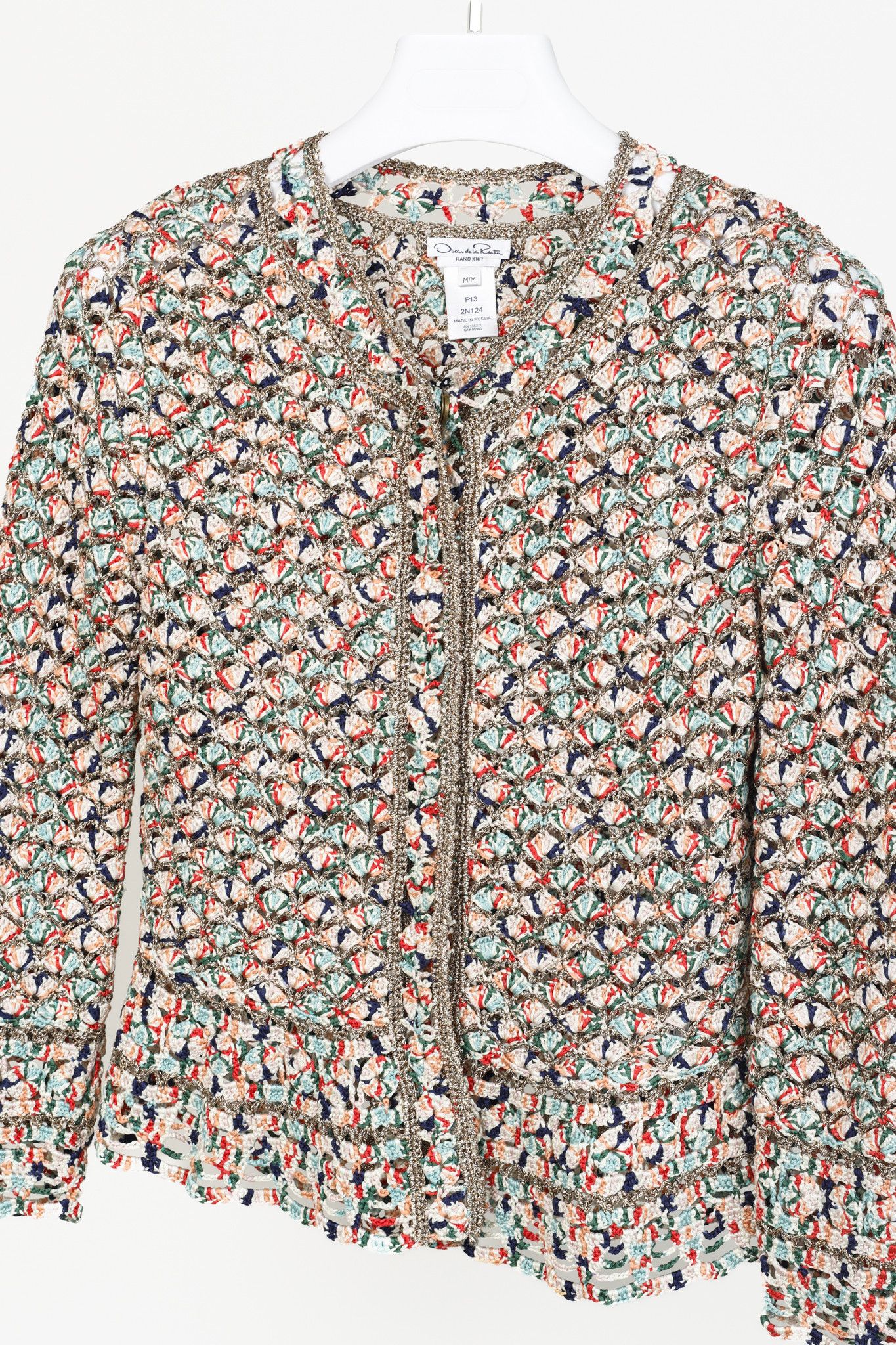 Oscar De La Renta Oscar de la Renta Multi Colour Metallic Yarn Silk Cardigan Size M / US 6-8 / IT 42-44 - 3 Thumbnail