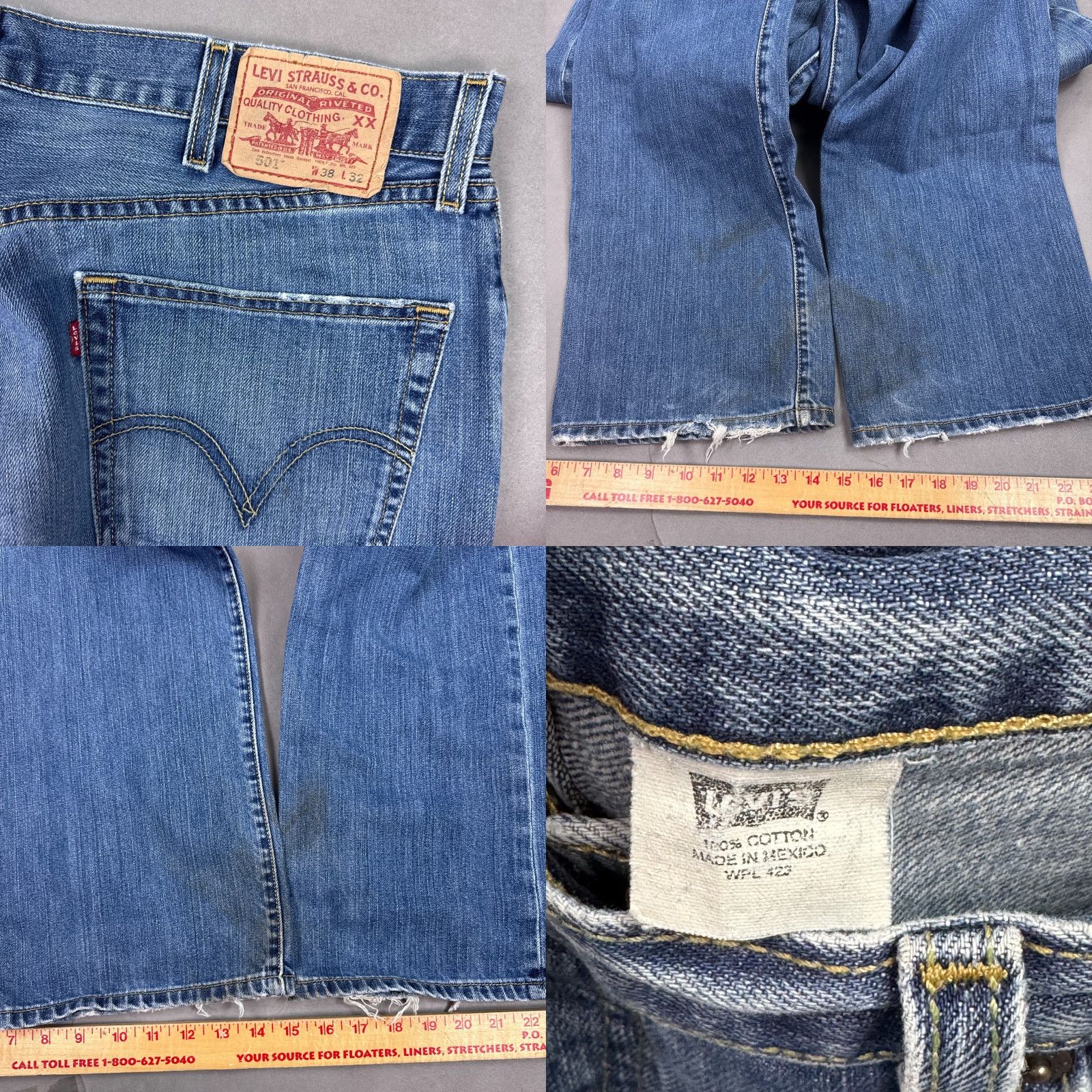 Levi's VINTAGE Levi's 501 Jeans Mens 38x32 Blue Denim Distressed Workwear Straight Pants Size US 38 / EU 54 - 8 Thumbnail