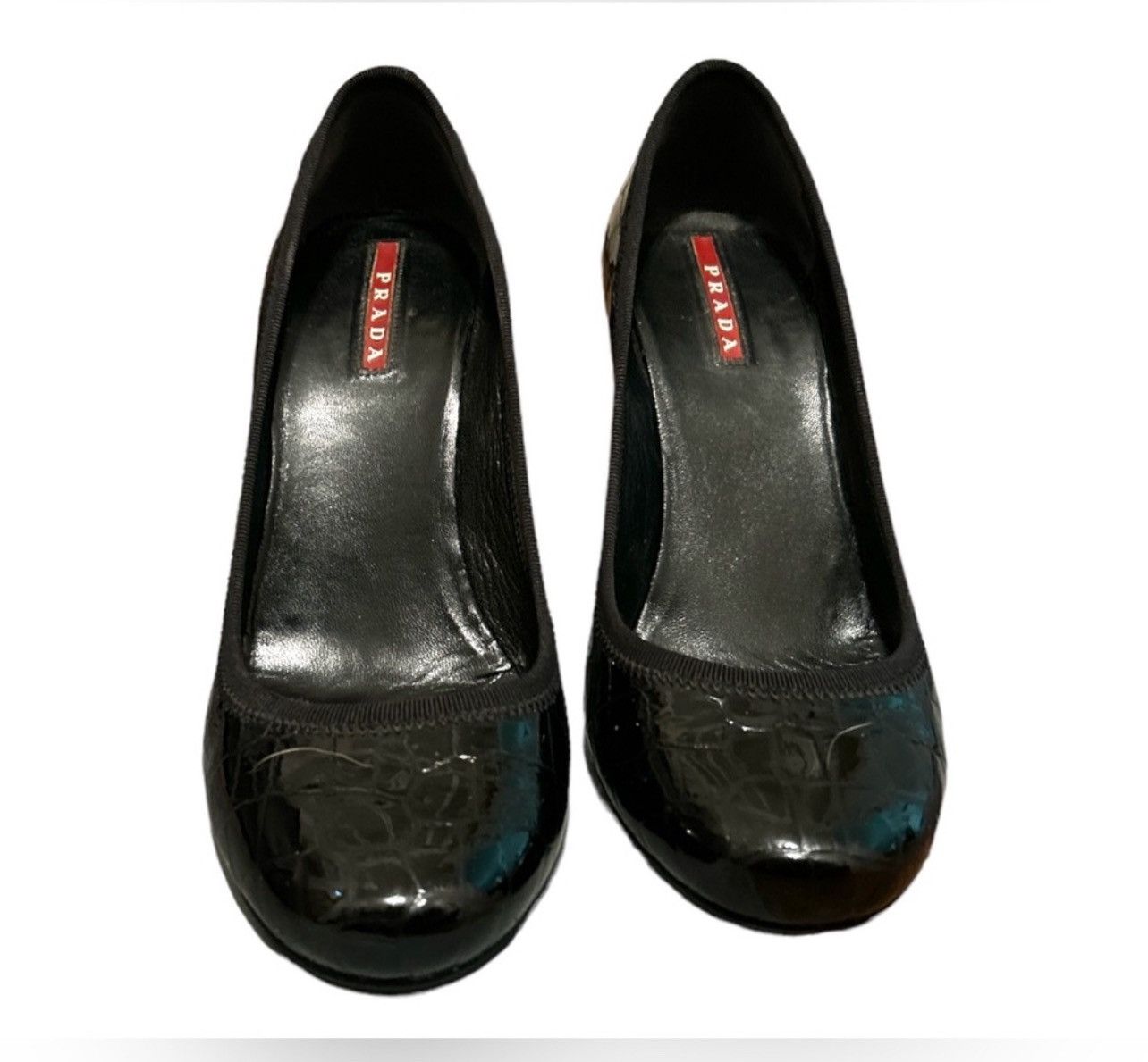 Prada PRADA Cocco Lux Print Black Croco Embossed Leather Pumps Size US 6 / IT 36 - 3 Thumbnail