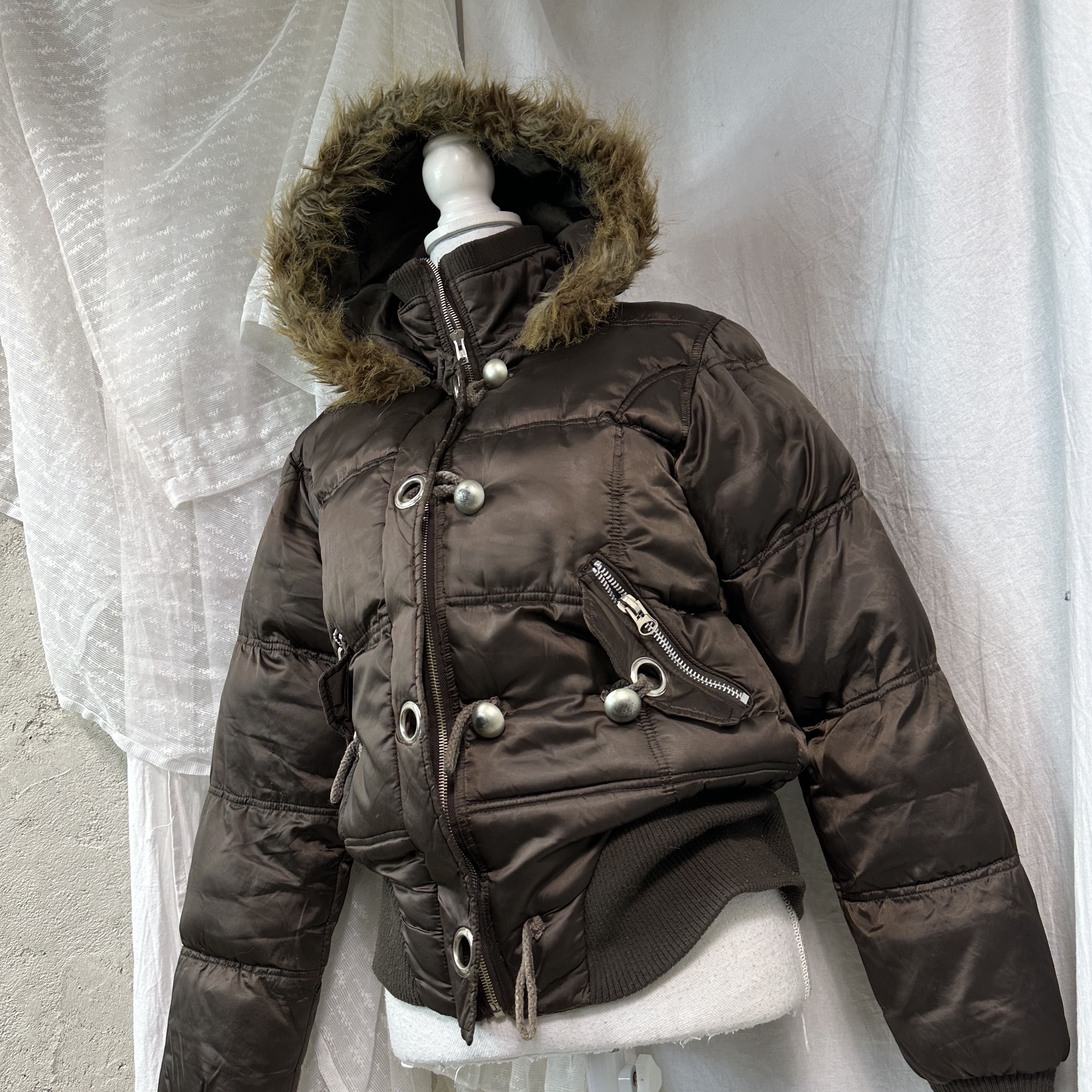 Vintage Vintage Outdoor Puffer Brown Hooded Down Jacket Y2K Size L / US 10 / IT 46 - 9 Thumbnail