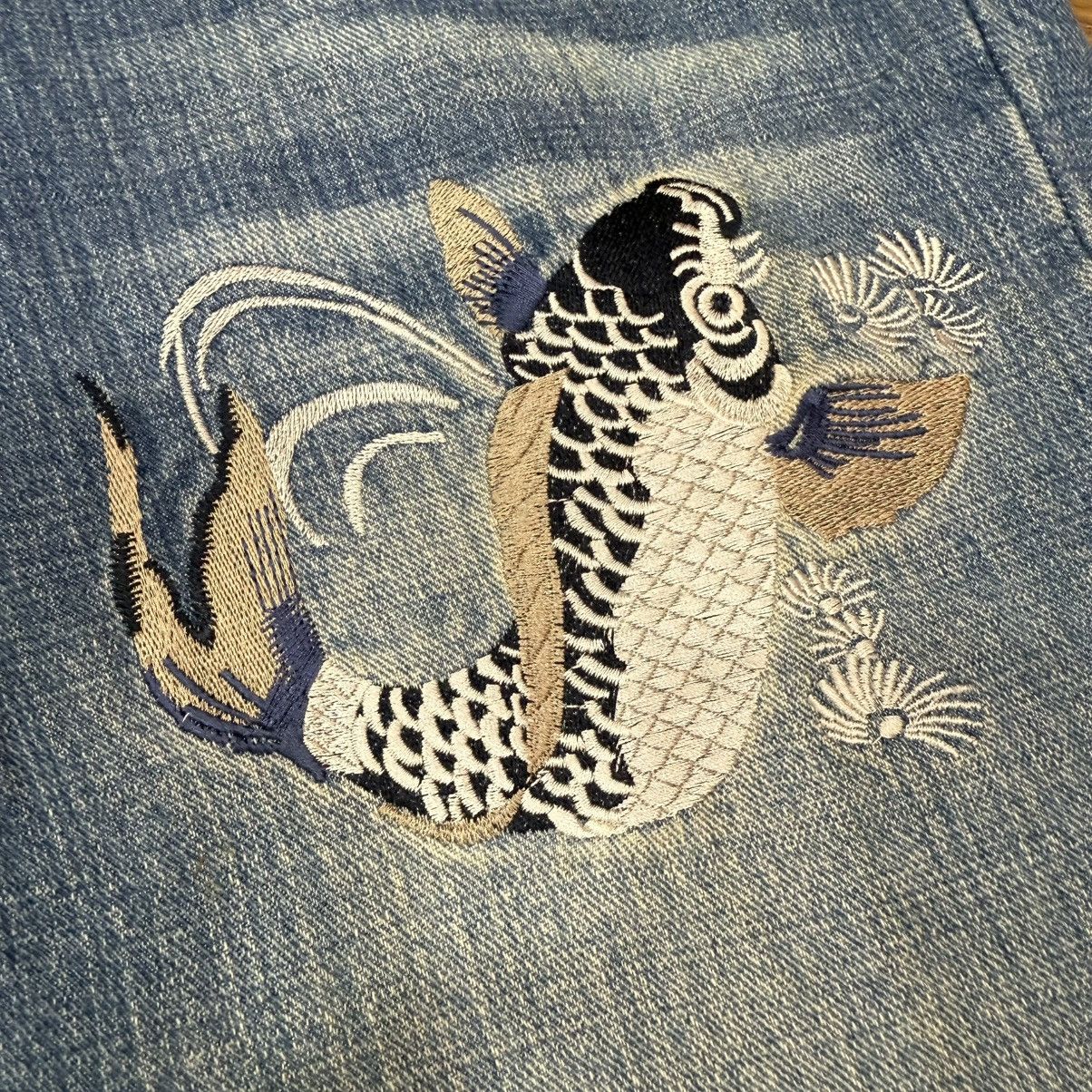 Japanese Brand W36 Vintage JAPAN embroided koi fish Jean denim pants Size US 36 / EU 52 - 4 Thumbnail