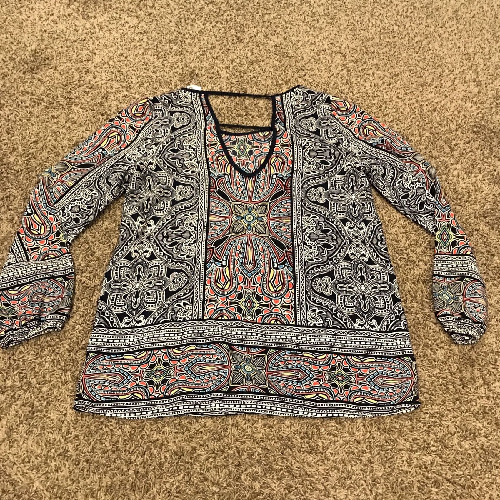 Pinko Pink Owl Blouse Womens S Multicolor Long Sleeve Polyester Round Neck Geometric Owl 27” Length Regular Size S Womens Shirts Size S / US 4 / IT 40 - 3 Thumbnail