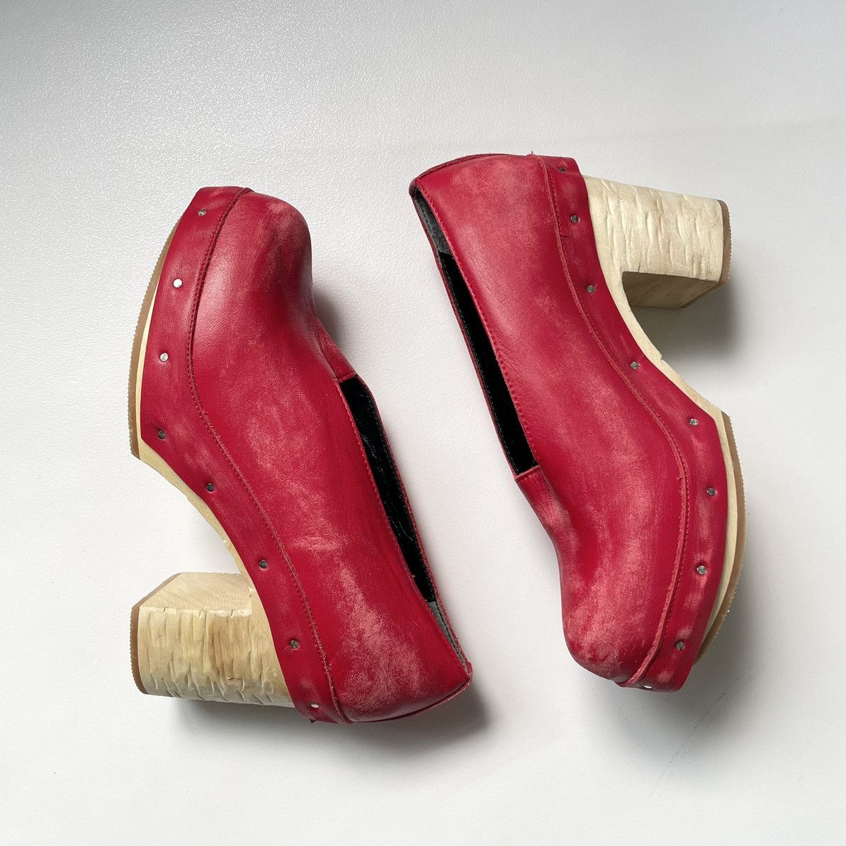 Comme des Garcons Distressed Leather Heeled Clogs Size US 7.5 / IT 37.5 - 15 Thumbnail