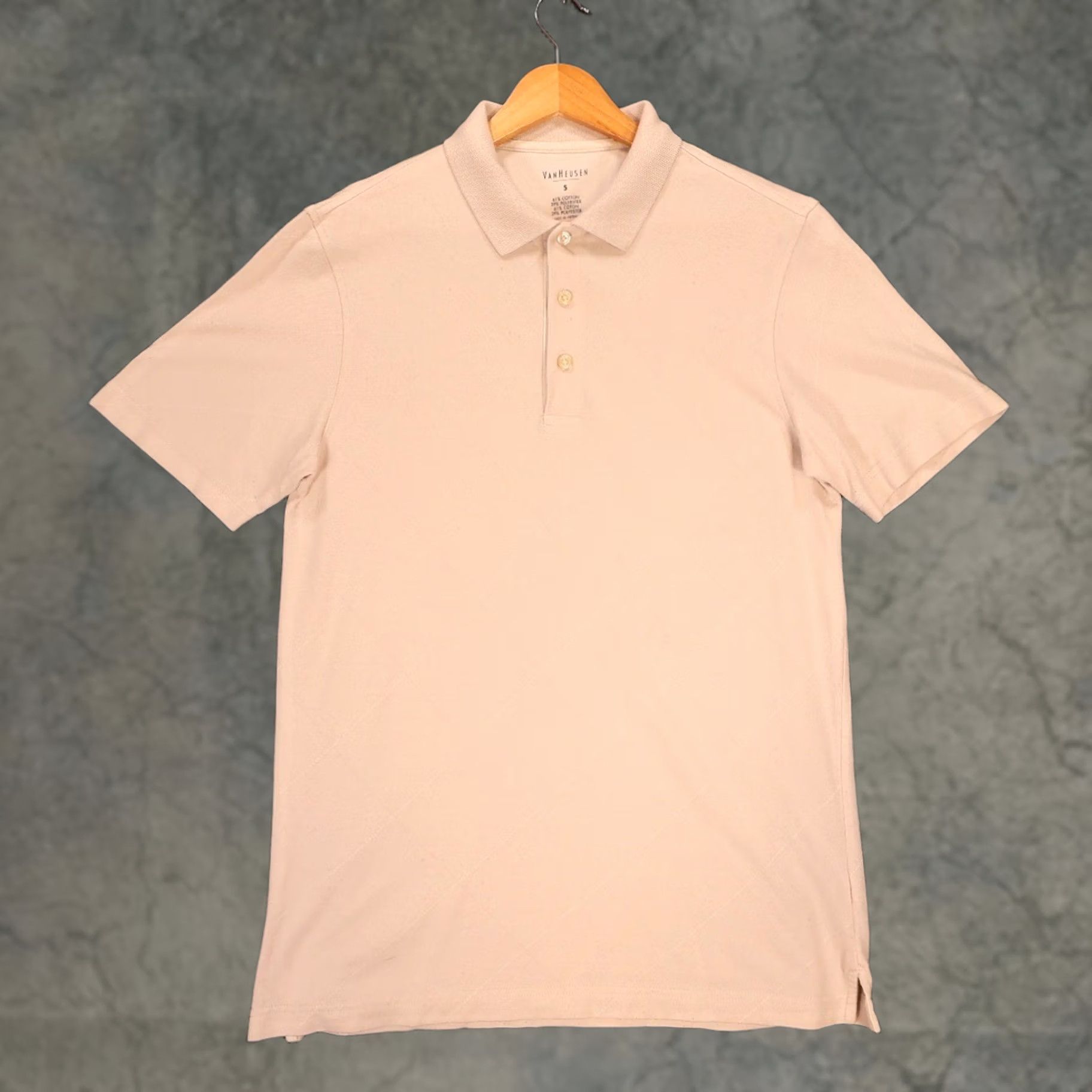 Van Heusen Van Heusen Polo Shirt Mens S Tan Short Sleeve Argyle Texture Button Size US S / EU 44-46 / 1 - 1 Thumbnail