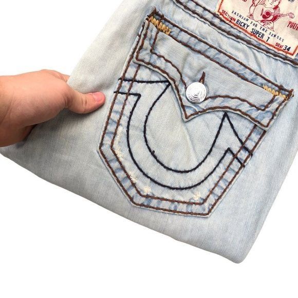 True Religion × Vintage Vintage True Religion Jeans Size 36 RICKY SUPER T Blue RARE Size US 36 / EU 52 - 9 Thumbnail
