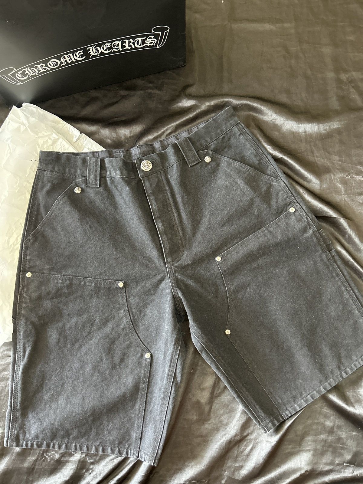 Chrome Hearts Chrome Hearts Double Knee Black Carpenter Shorts(10 Patches) Size US 34 / EU 50 - 7 Thumbnail