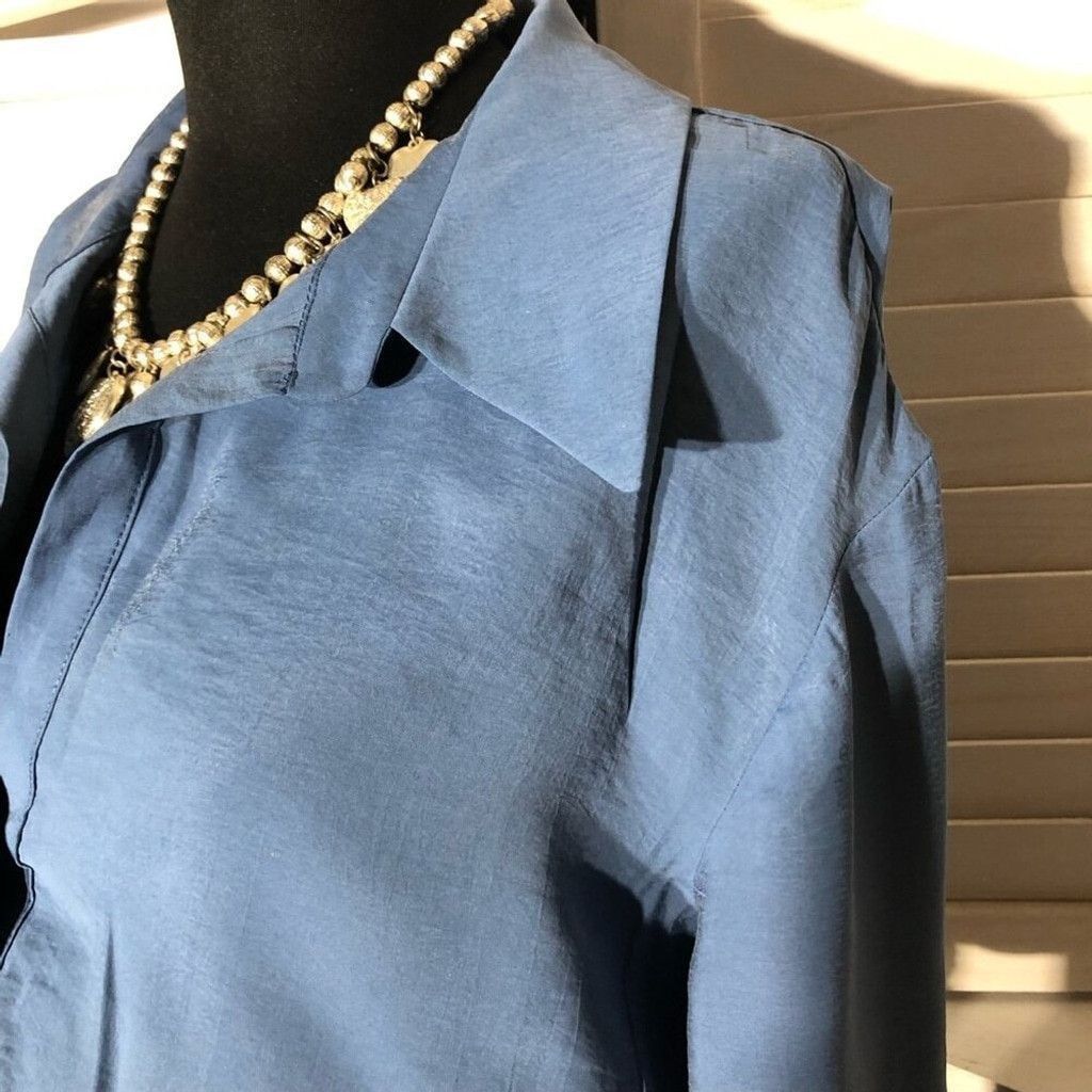 Zara NWOT Zara Cropped Blouse Elastic Waist Blue long sleeves S Size S / US 4 / IT 40 - 6 Thumbnail