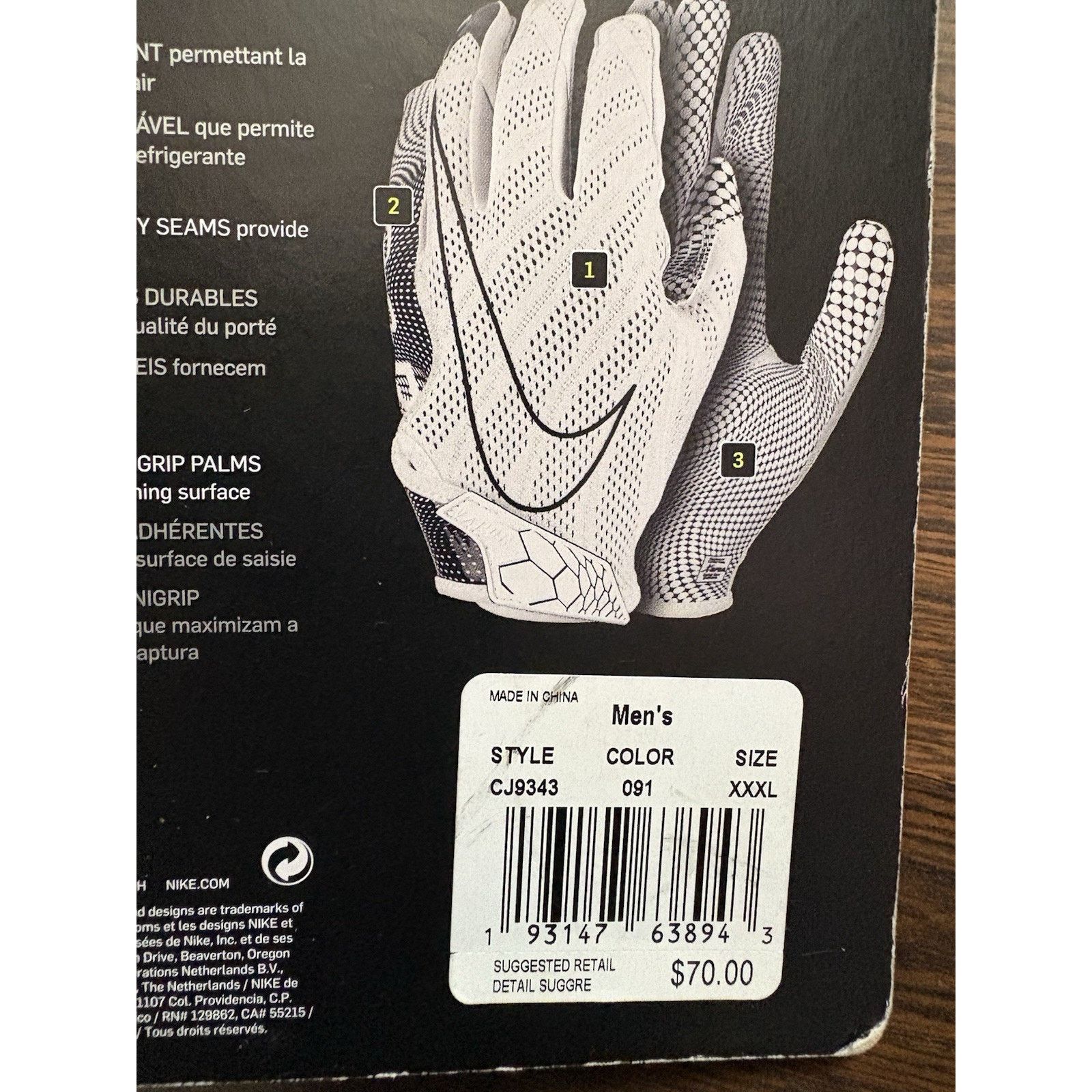 Nike Nike Vpr Knit Magnigrip Blk Ftba Glv CJ9343-091 Men's Sz 3XL Size ONE SIZE - 7 Thumbnail