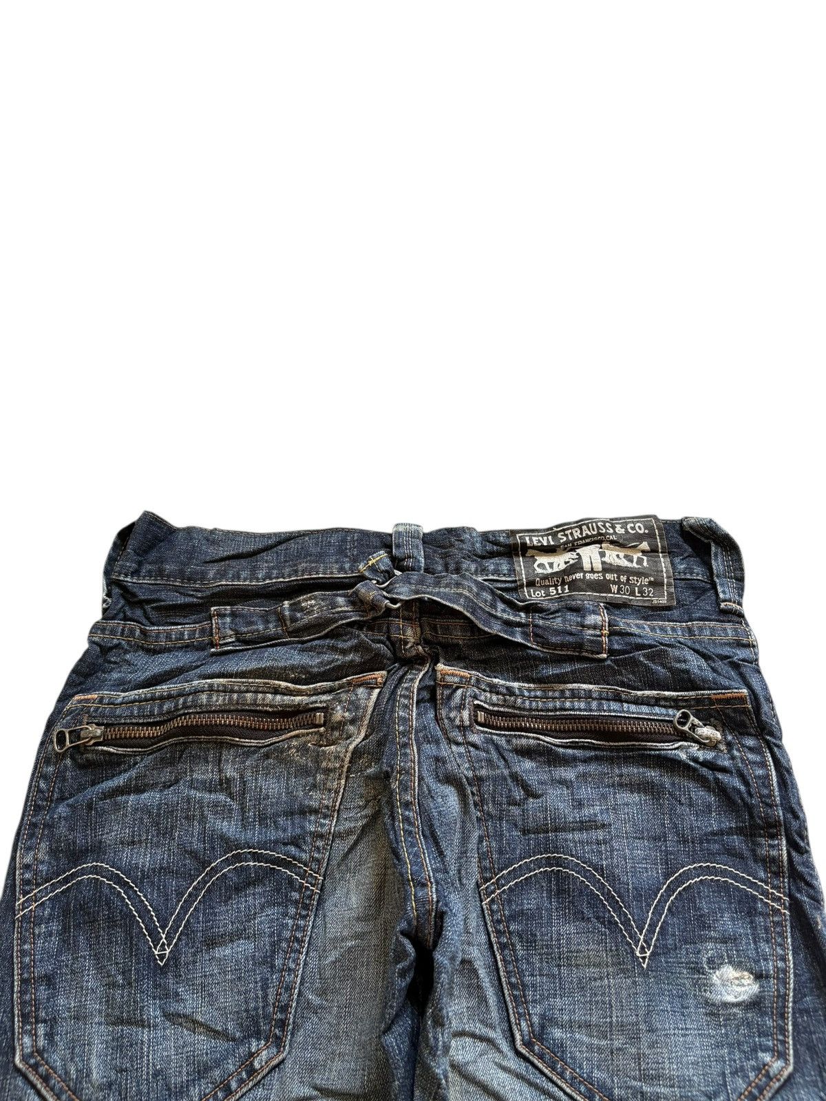 Levi's Vintage 90s Levis 511 Slim Buckle Back Distressed Jeans Size US 30 / EU 46 - 8 Thumbnail