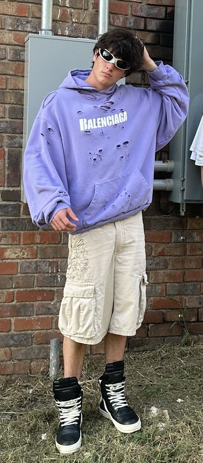 Balenciaga Purple Balenciaga distressed hoodie Grailed