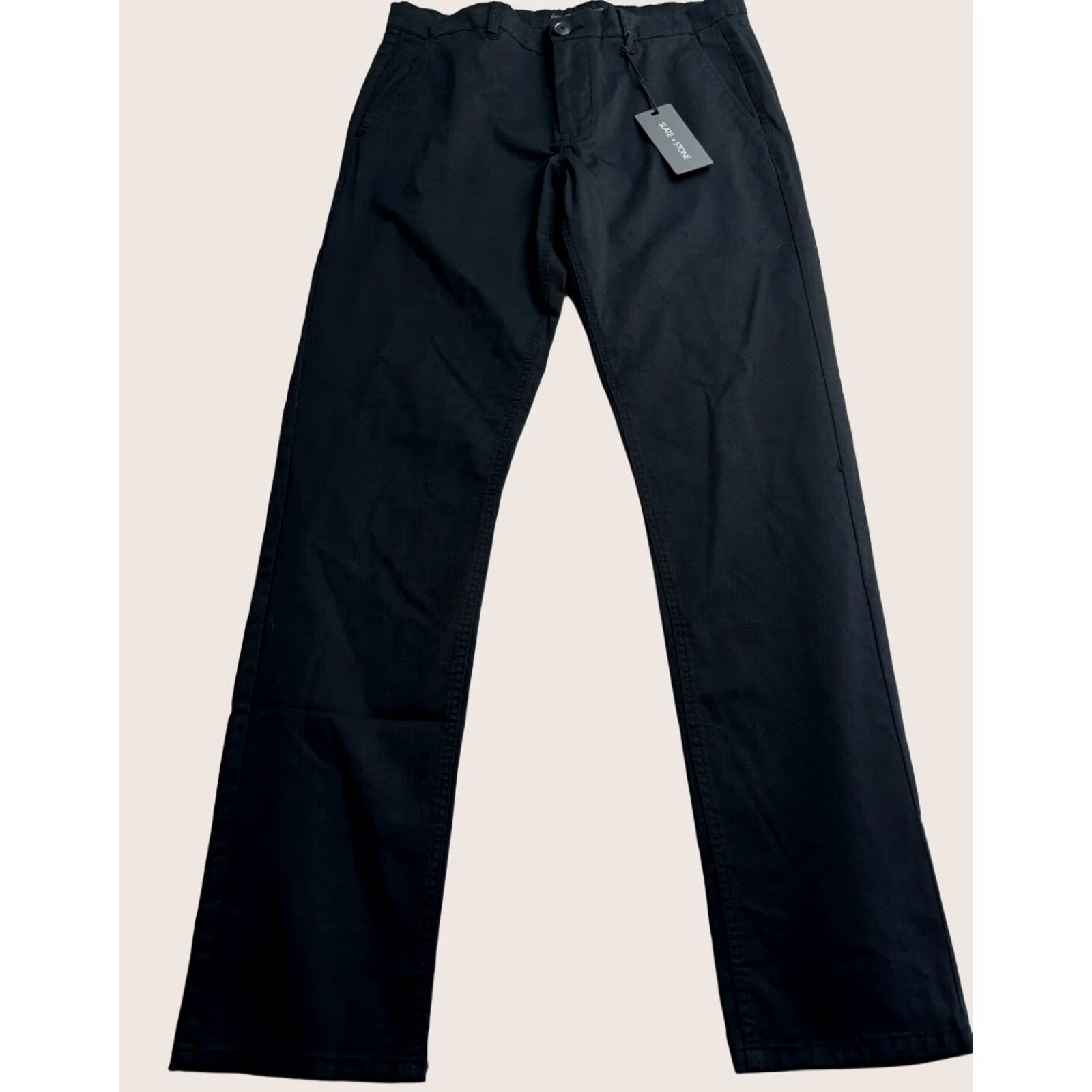 Vintage Slate & Stone Pants Mens 33 Black Sam Slim Fit Chino Button Zip Pockets 33x34 New Size US 33 - 1 Thumbnail