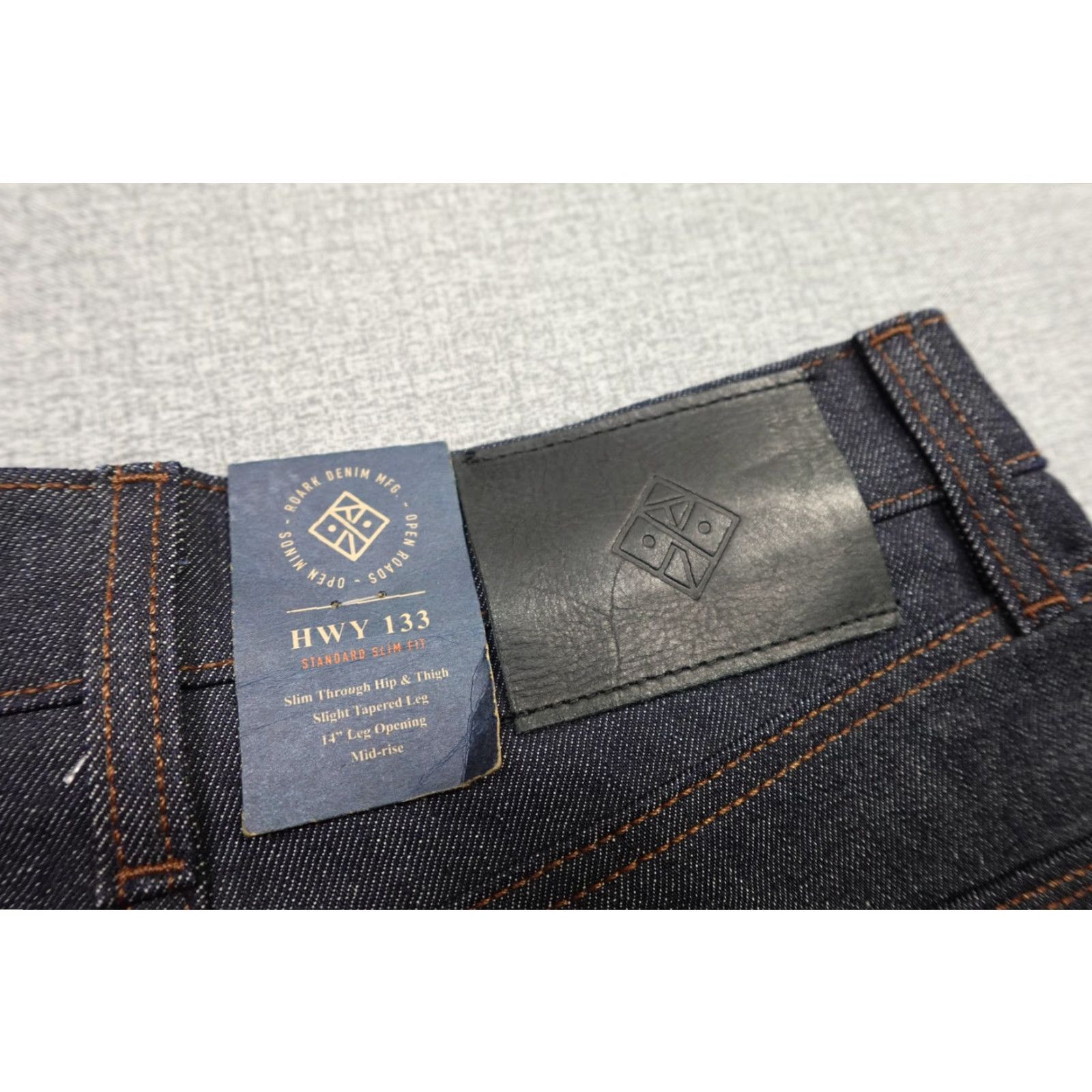 Roark Roark Hwy 133 Jeans Mens 28x32 Blue Raw Denim Slim Fit Tapered Leg NWT Shrink-to-Fit Signature Patch Zip Pockets Cotton Hemp Elastane Size US 28 / EU 44 - 2 Thumbnail