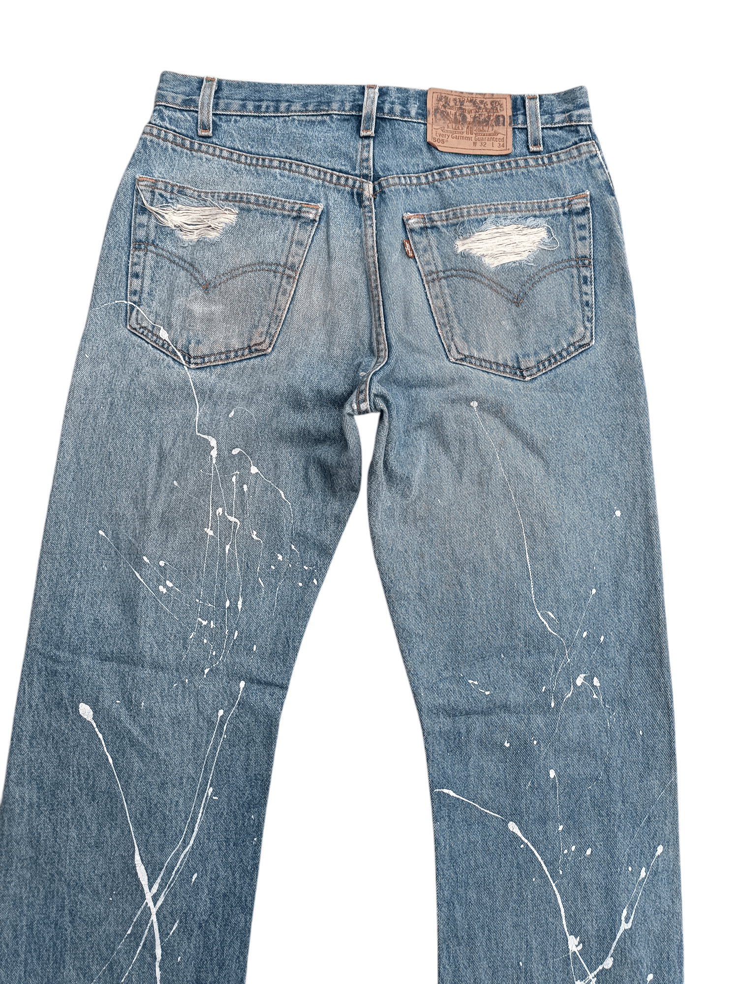 Levi's × Vintage Y2K Levis 505 Regular Straight Cut Distressed Splatter Denim Size US 32 / EU 48 - 14 Thumbnail