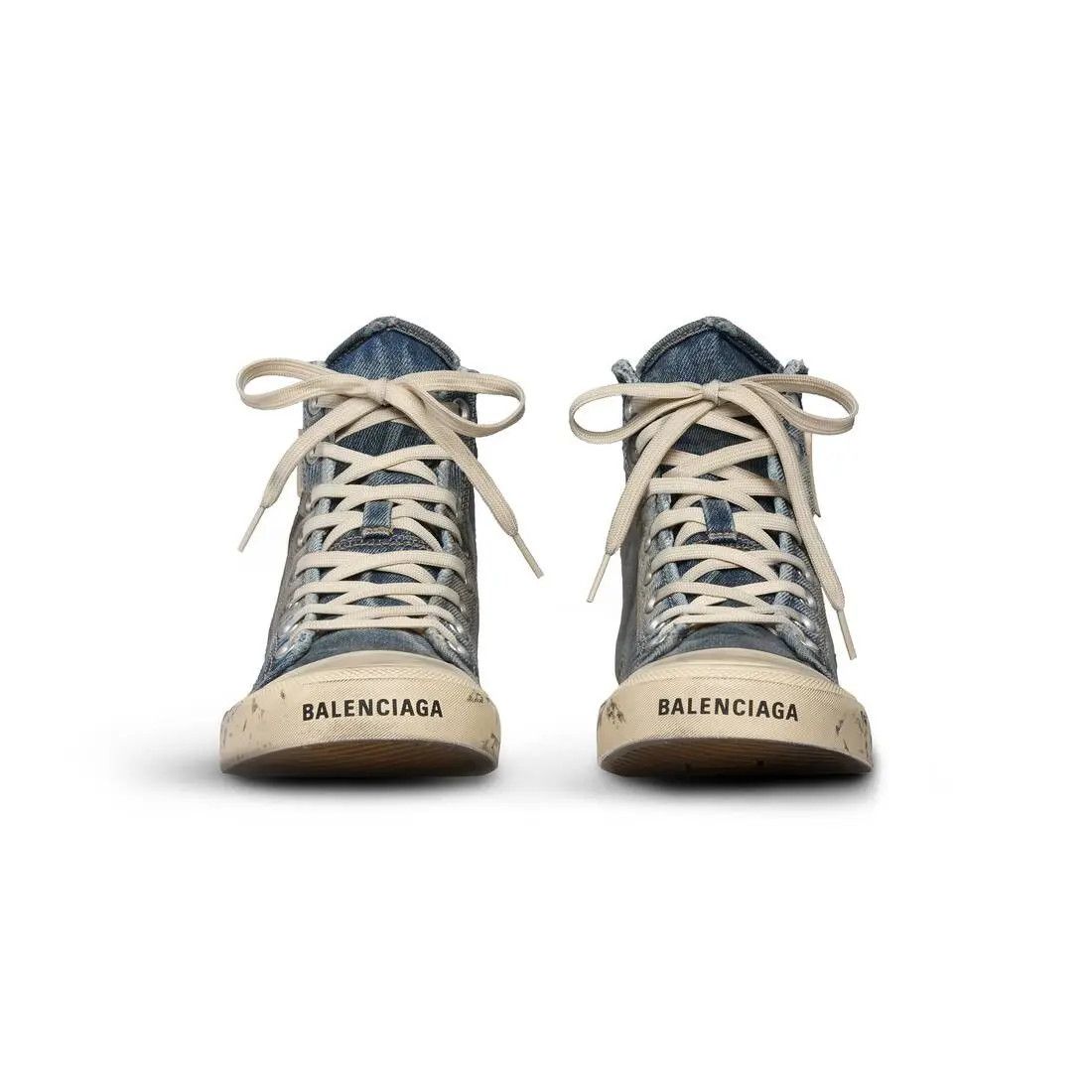 Balenciaga o1w1db10625 Paris High Top Sneakers in Blue/Beige Size US 5 / IT 35 - 3 Thumbnail