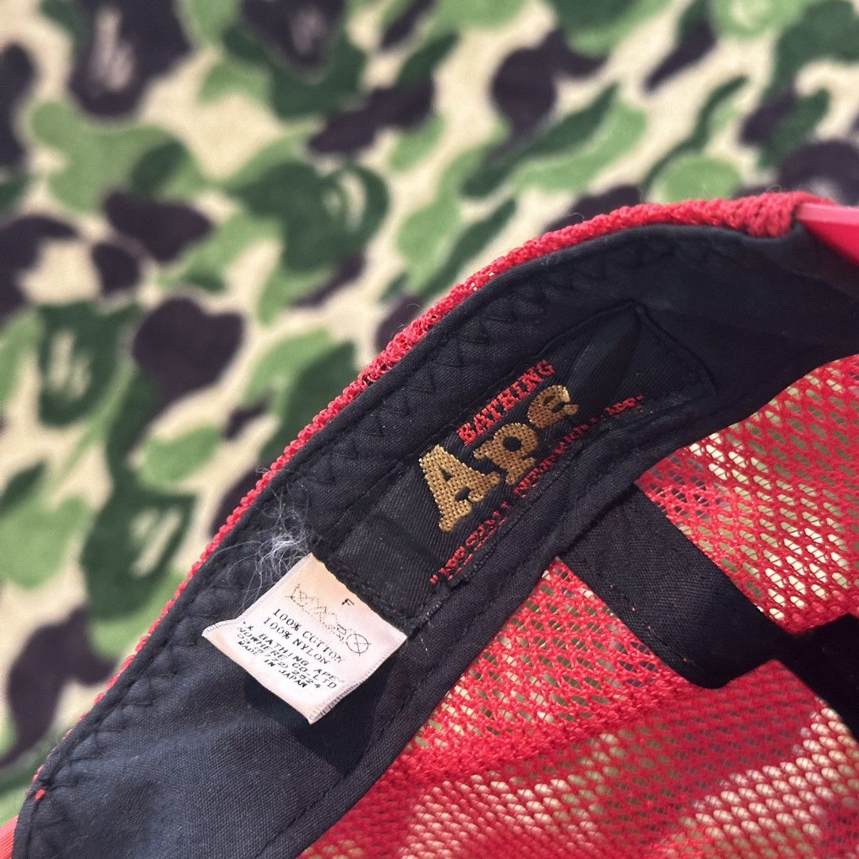 Bape RED COLOR CAMO MESH CAP Size ONE SIZE - 5 Thumbnail