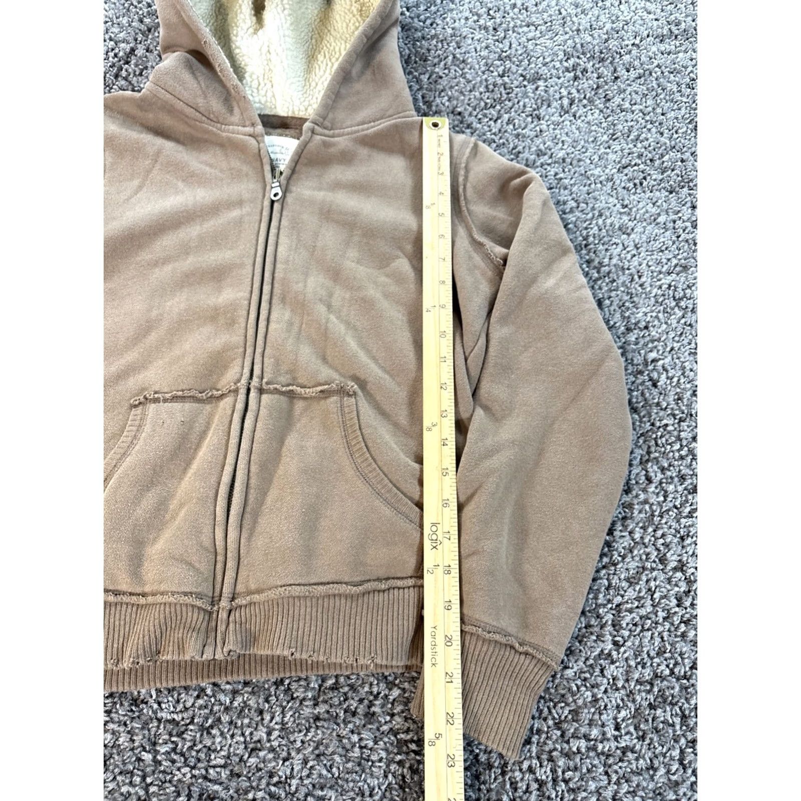 Old Navy VINTAGE Old Navy Hoodie Coat Jacket Women M Brown Zip Lined Sherpa Fleece Insulated Short Coat Size M / US 6-8 / IT 42-44 - 2 Thumbnail
