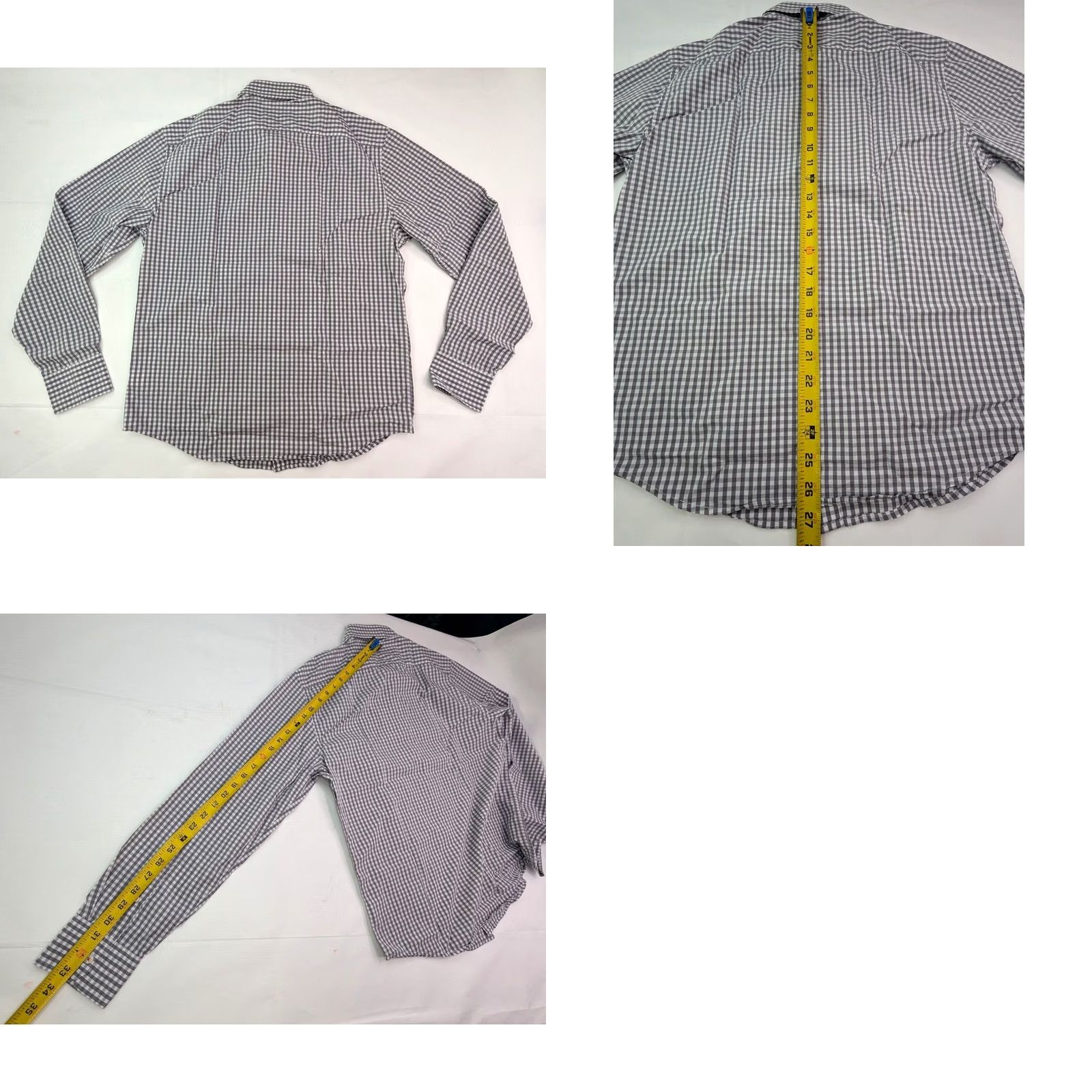 UNTUCKit UNTUCKit Plaid Button-Up Shirt Mens S Gray White Check Long Sleeve 42 Chest Size US S / EU 44-46 / 1 - 8 Thumbnail