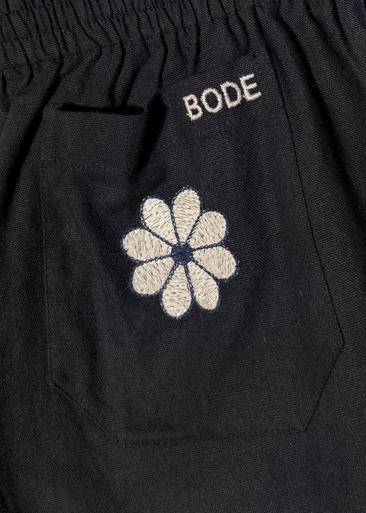 Bode Bode Zinnia Ribbon Flower Embroidered Black Shorts Size US 38 / EU 54 - 4 Thumbnail