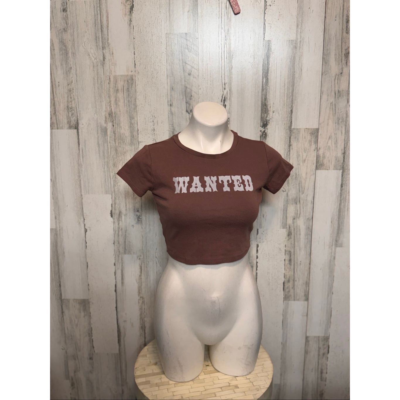 Garage Garage Brown “Wanted” Graphic Cropped Tee – Size Medium Size M / US 6-8 / IT 42-44 - 2 Thumbnail