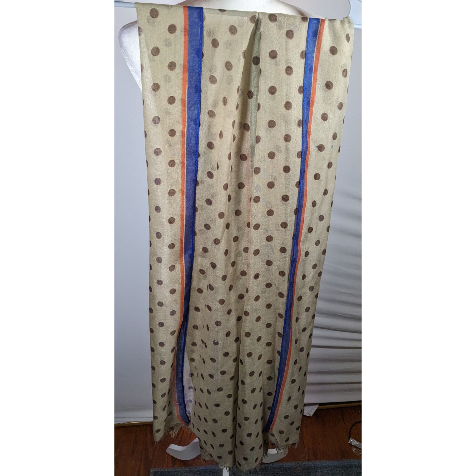 Other Vintage 70s Taupe Scarf With Brown Polka Dots And Rainbow St Size ONE SIZE - 8 Thumbnail