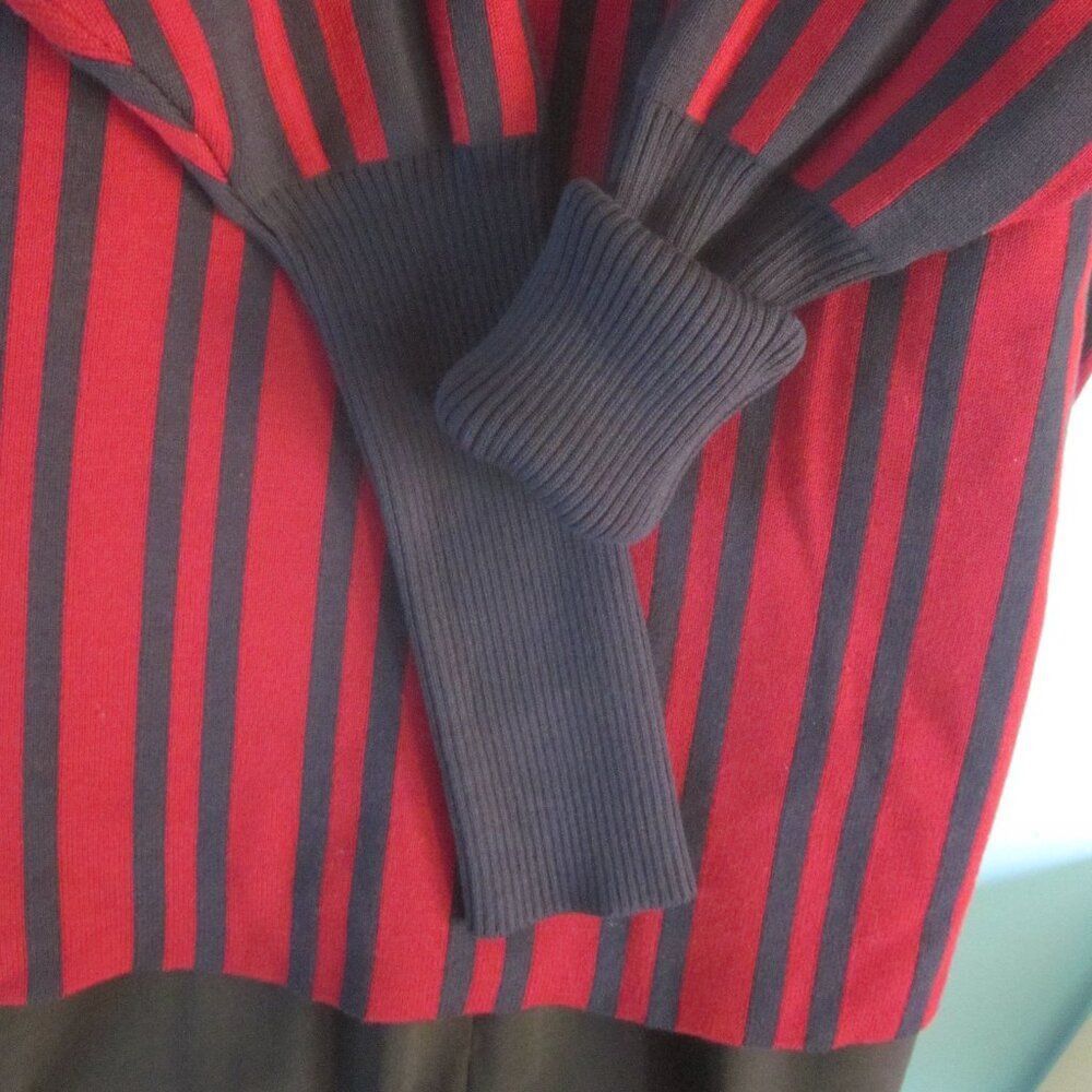 Tanya Taylor Tanya Taylor Size XL Sample Sweater Burgundy Navy Stripe Oversized Turtleneck Size XL / US 12-14 / IT 48-50 - 6 Thumbnail