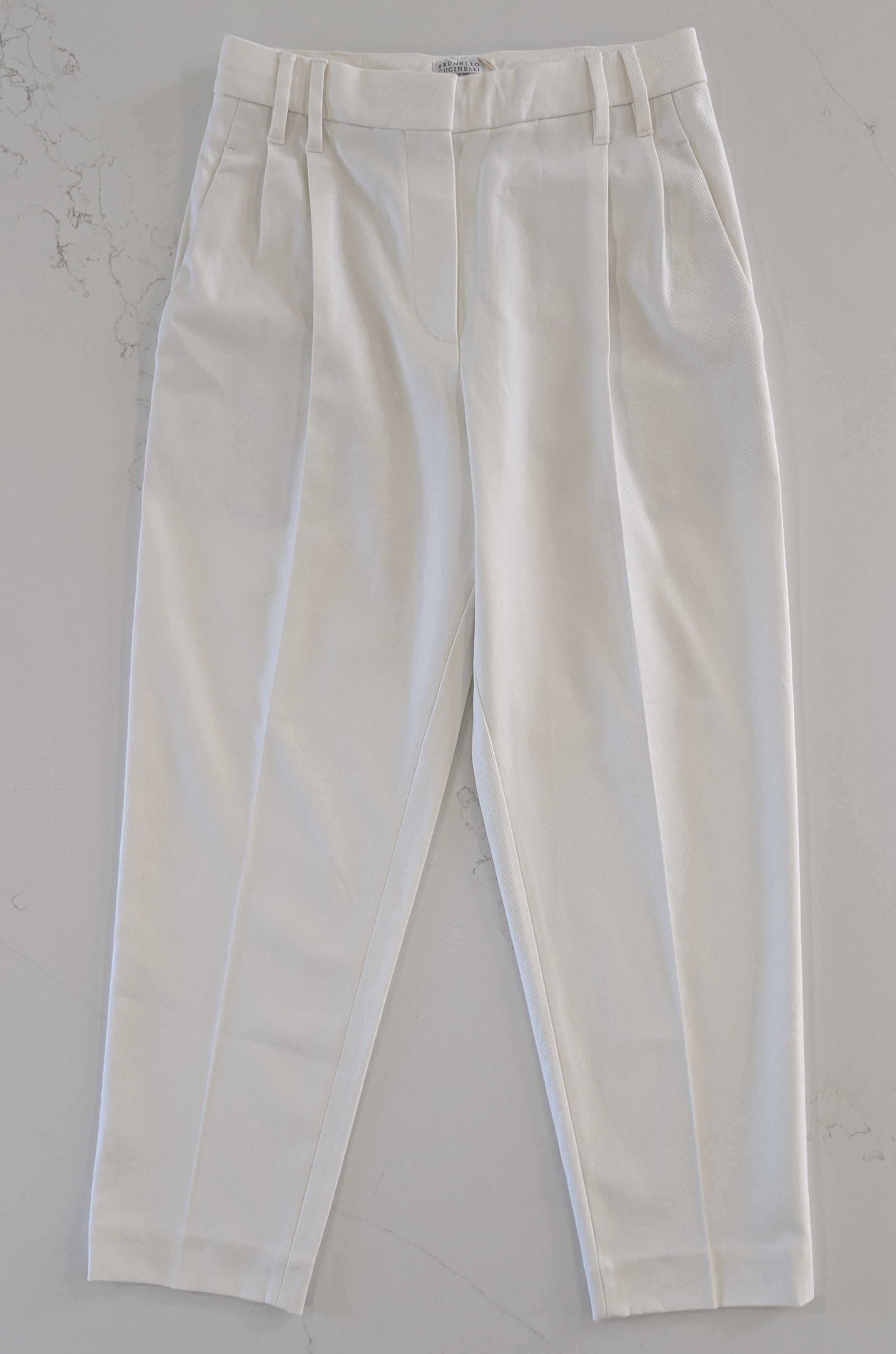 Brunello Cucinelli Brunello Cucinelli Monili Soft Canvas Pleated Tailored Pants Size 26" / US 2 / IT 38 - 1 Thumbnail