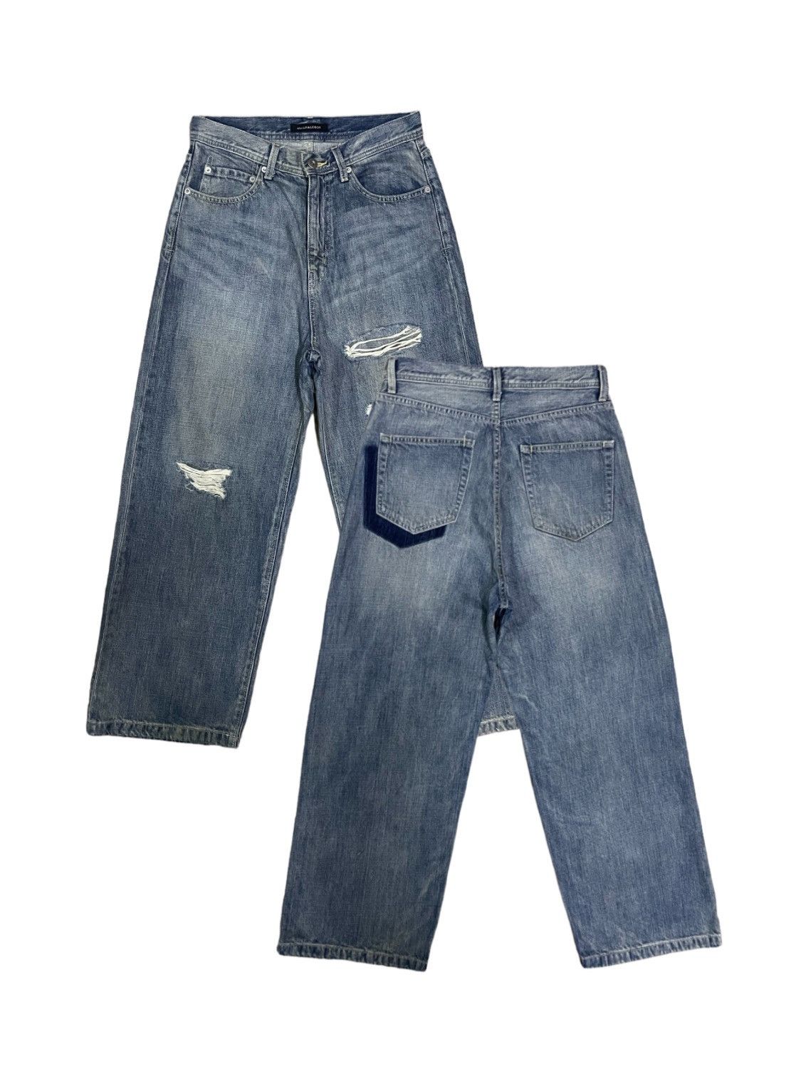 Japanese Brand Vintage Glitch Back Pocket High Waist distressed Loose Jeans Size 28" / US 6 / IT 42 - 1 Thumbnail