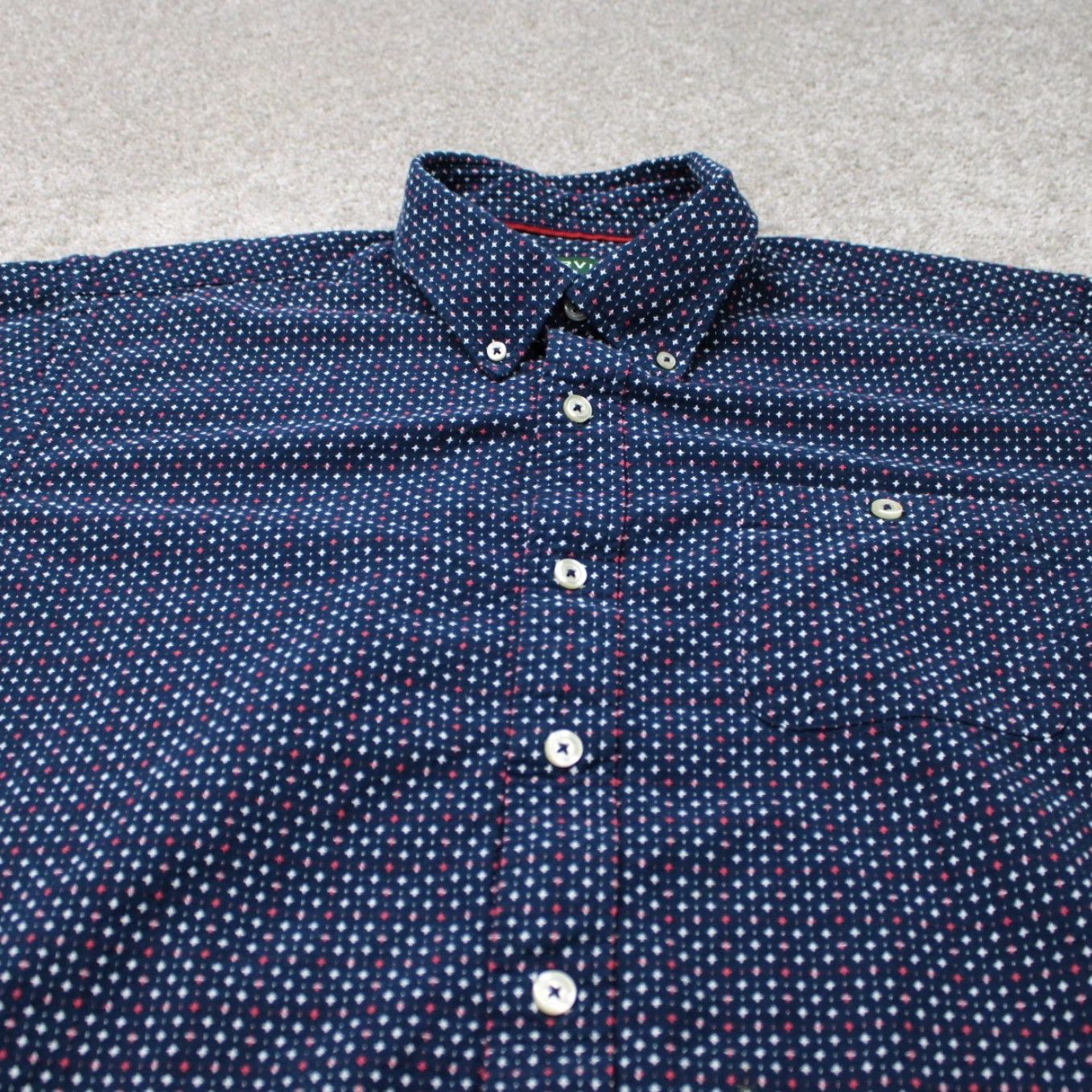 Orvis Orvis Shirt Mens XL Blue Geometric Classic Fit Cotton S/S Button-Down Size US XL / EU 56 / 4 - 4 Thumbnail