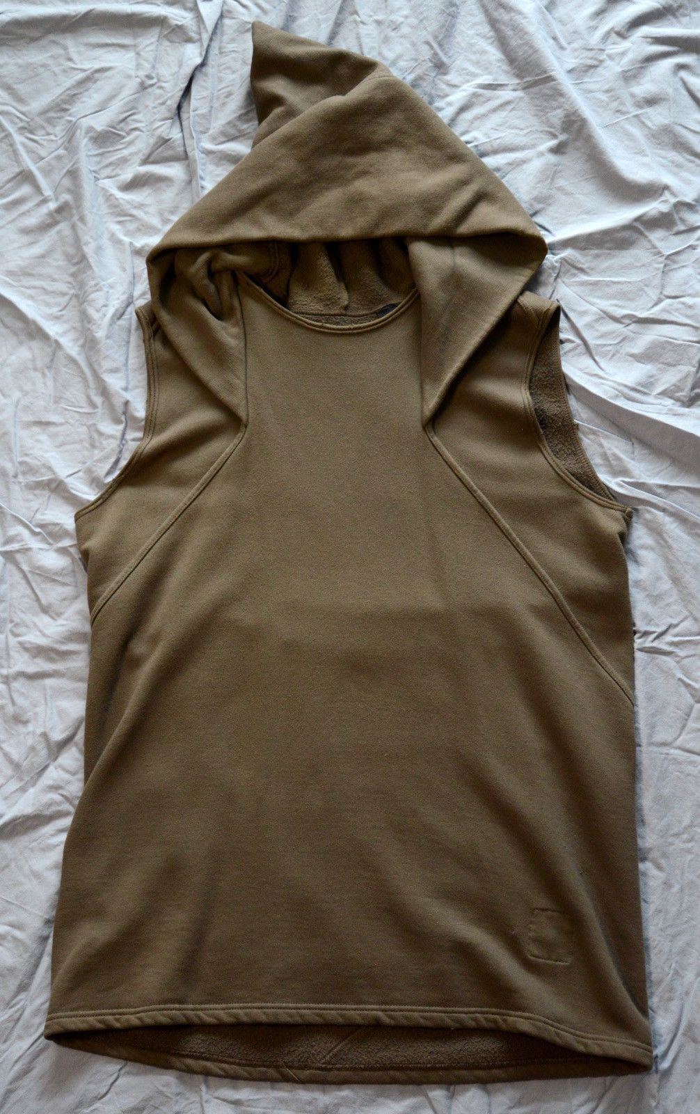 image of Rick Owens Sleeveless Druid Hoodie in Dark Dust, Men's (Size Large)