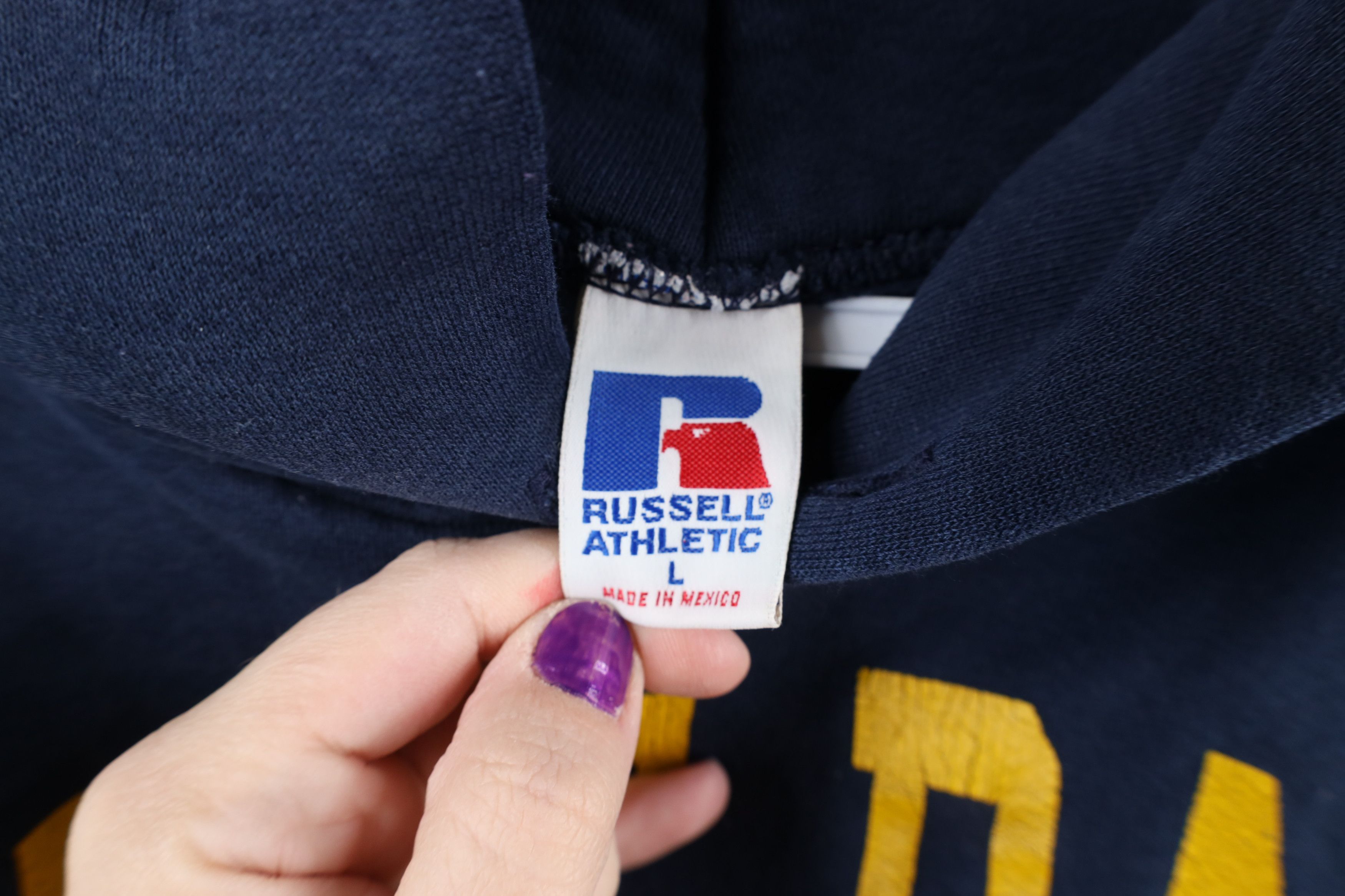 Russell Athletic × Vintage Vintage 90s Russell Athletic Notre Dame University Hoodie Size ONE SIZE - 7 Thumbnail
