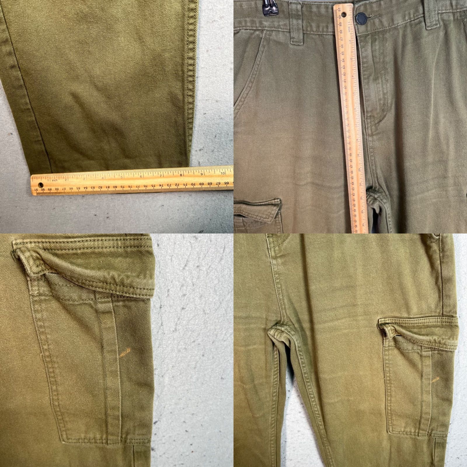 Vintage Sampson And Taylor Mens Cargo Pants Olive Green 100% Cotton - Flat Front, Cargo, Straight Leg, 27 Inseam, Size L Size US 33 - 8 Thumbnail