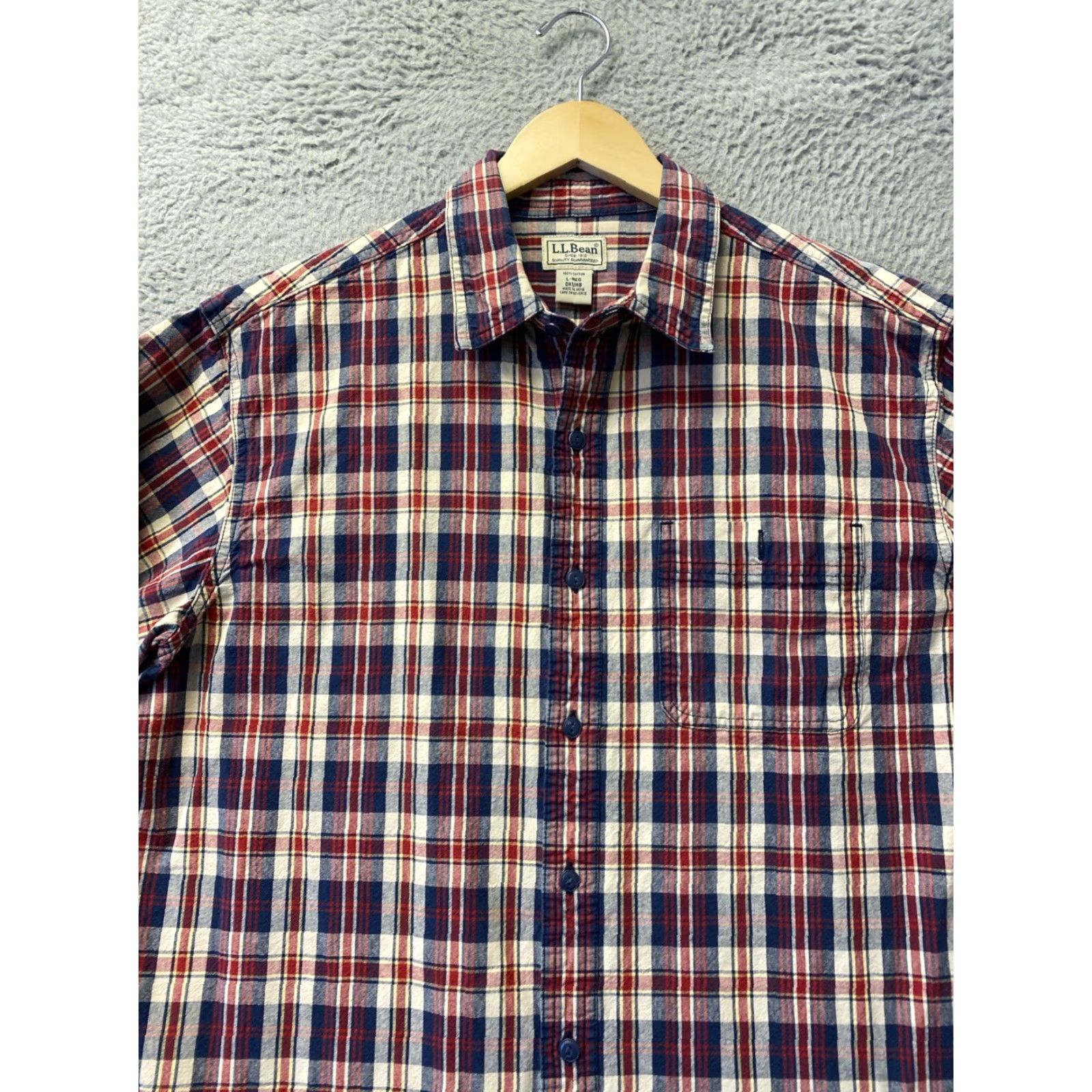 Vintage LL Bean Shirt Mens L Regular Red Plaid Cotton Button Well Made 162-12 Size US L / EU 52-54 / 3 - 3 Thumbnail