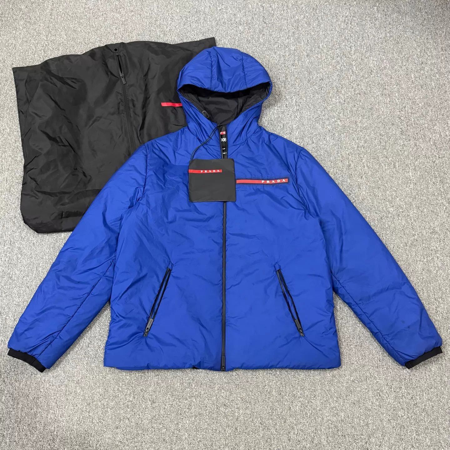 Prada Blue Hooded Light Jacket with Zip Closure Size US L / EU 52-54 / 3 - 1 Thumbnail