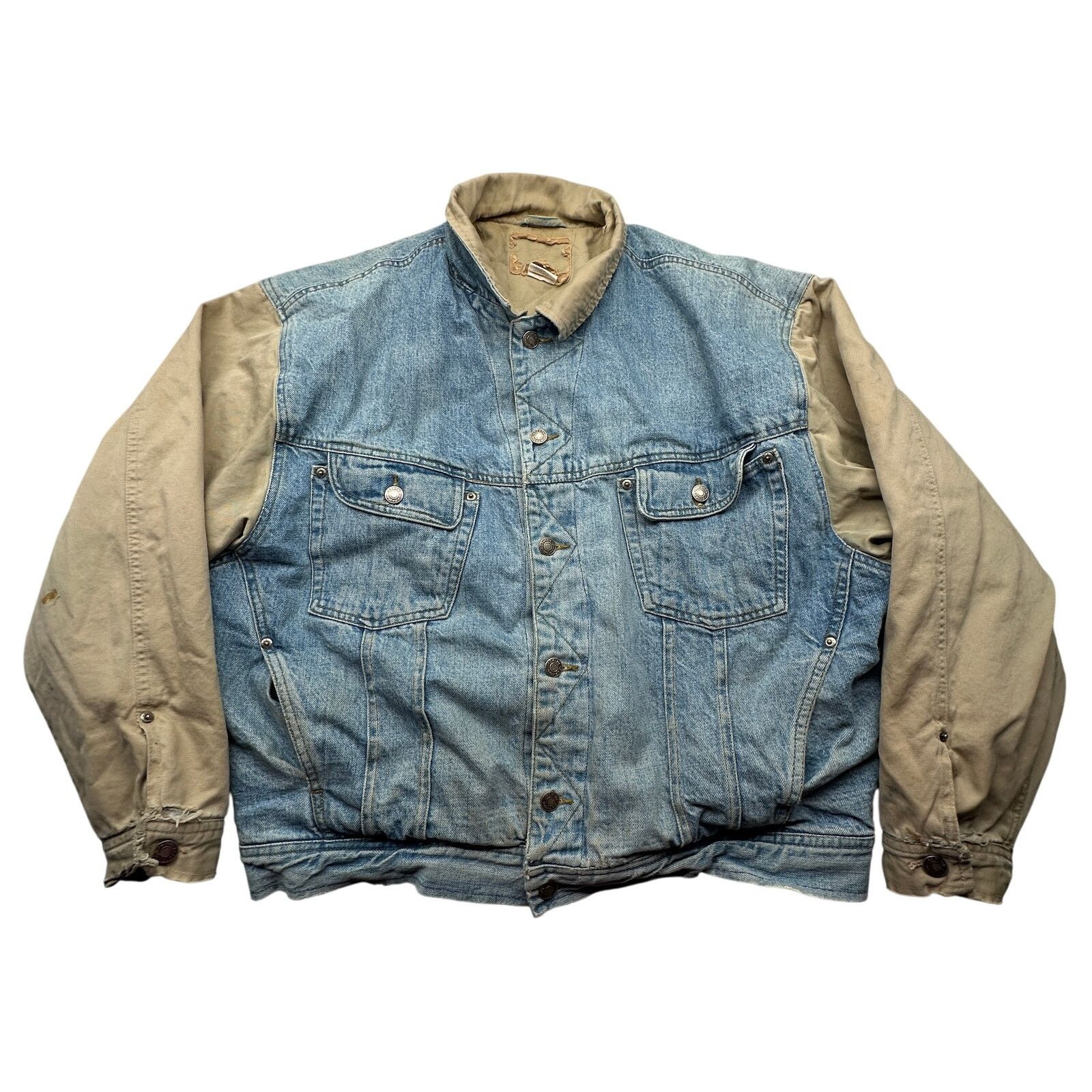 Gap VTG GAP Denim Twill Bomber Jean Jacket XL Lined Distressed Size US XL / EU 56 / 4 - 1 Thumbnail