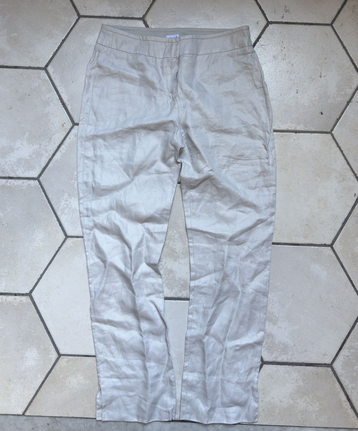Vintage Women’s Armani Collezioni Linen Pants Size 42 White Size 28" / US 6 / IT 42 - 2 Thumbnail