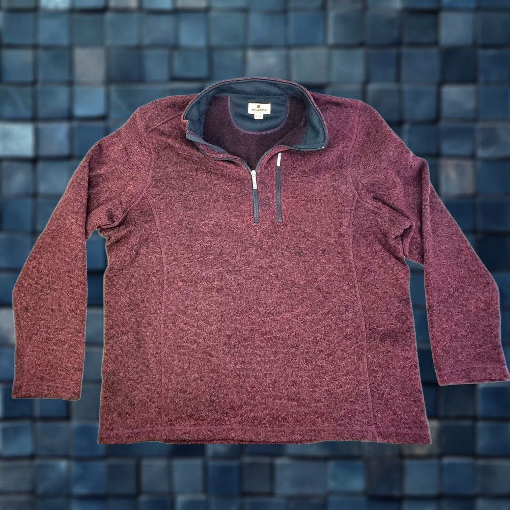 Vintage Woolrich Sweater Mens 2XL Maroon Burgundy & Black Pullover Quarter Zip Knit Men Polyester Size US XXL / EU 58 / 5 - 1 Thumbnail