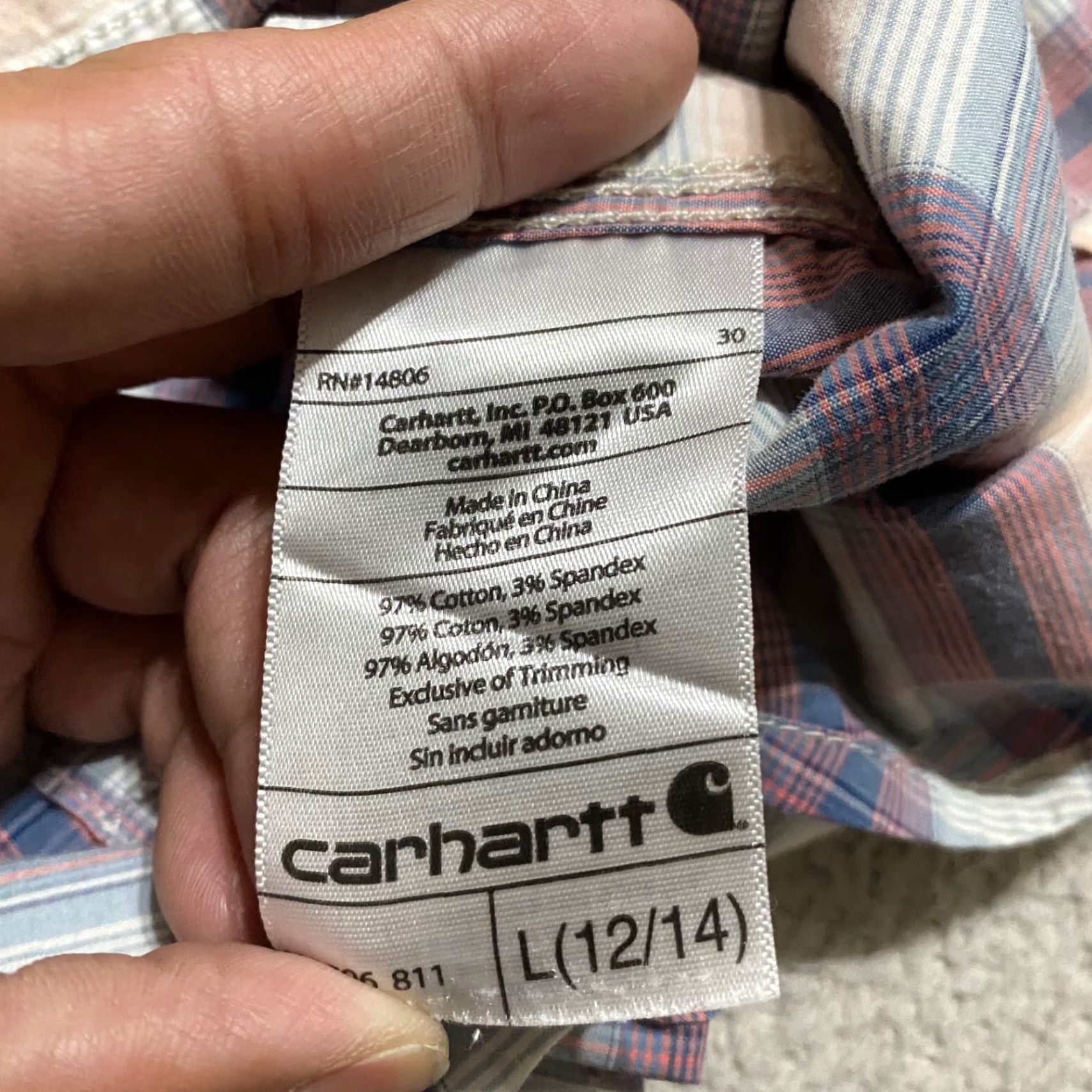 Carhartt Carhartt Womens Large Shirt Multicolor Plaid 3/4 Sleeve Button-Up Cotton Size L / US 10 / IT 46 - 6 Thumbnail