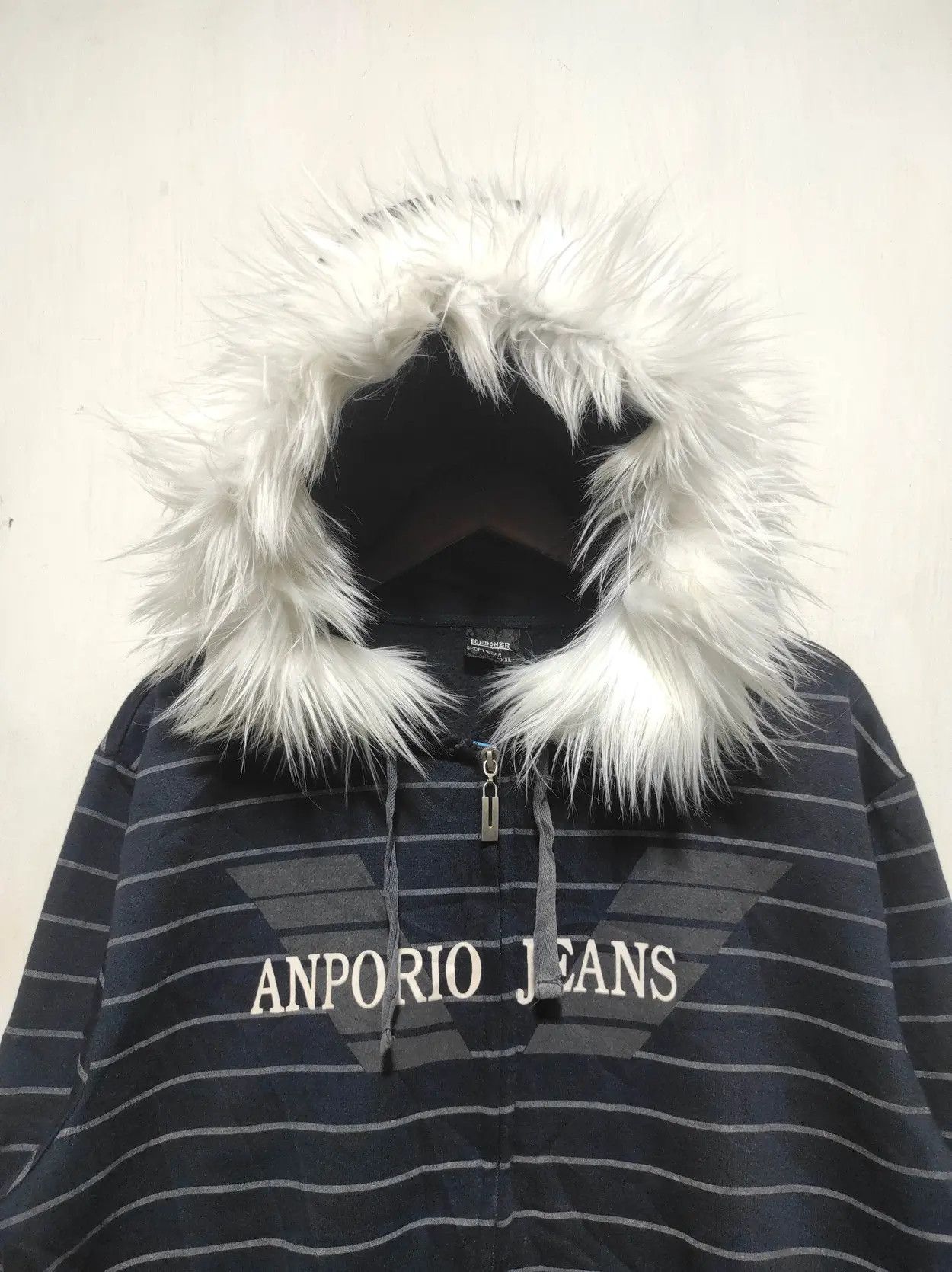 Japanese Brand Londoner Anporio Jeans stripe zip fur hoodie ifsix LGB style Size US L / EU 52-54 / 3 - 3 Thumbnail