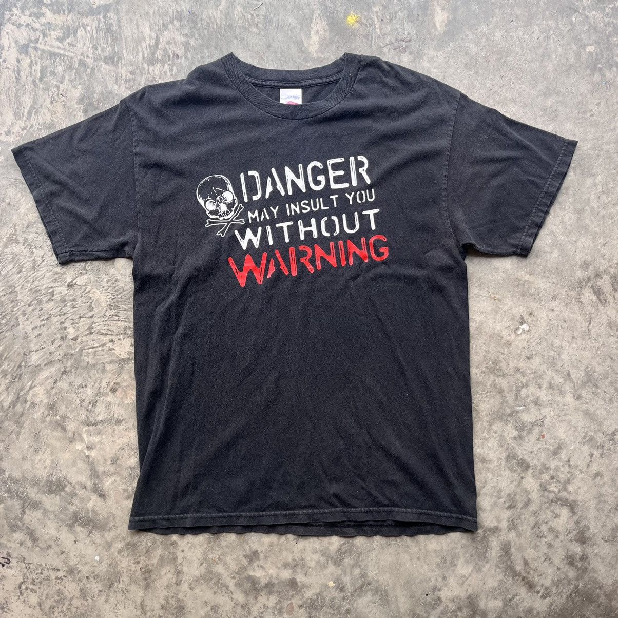 Band Tees × Vintage Y2K humor tee joke shirt DANGER MAY INSULT YOU WITHOUT WARNG Size US L / EU 52-54 / 3 - 1 Thumbnail