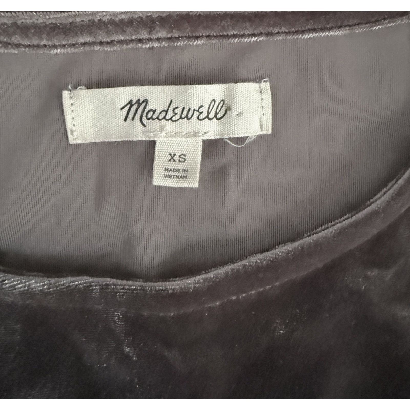 Madewell MADEWELL Velvet Butterfly Top Women's XS Gray Short Sleeve Size XS / US 0-2 / IT 36-38 - 3 Thumbnail