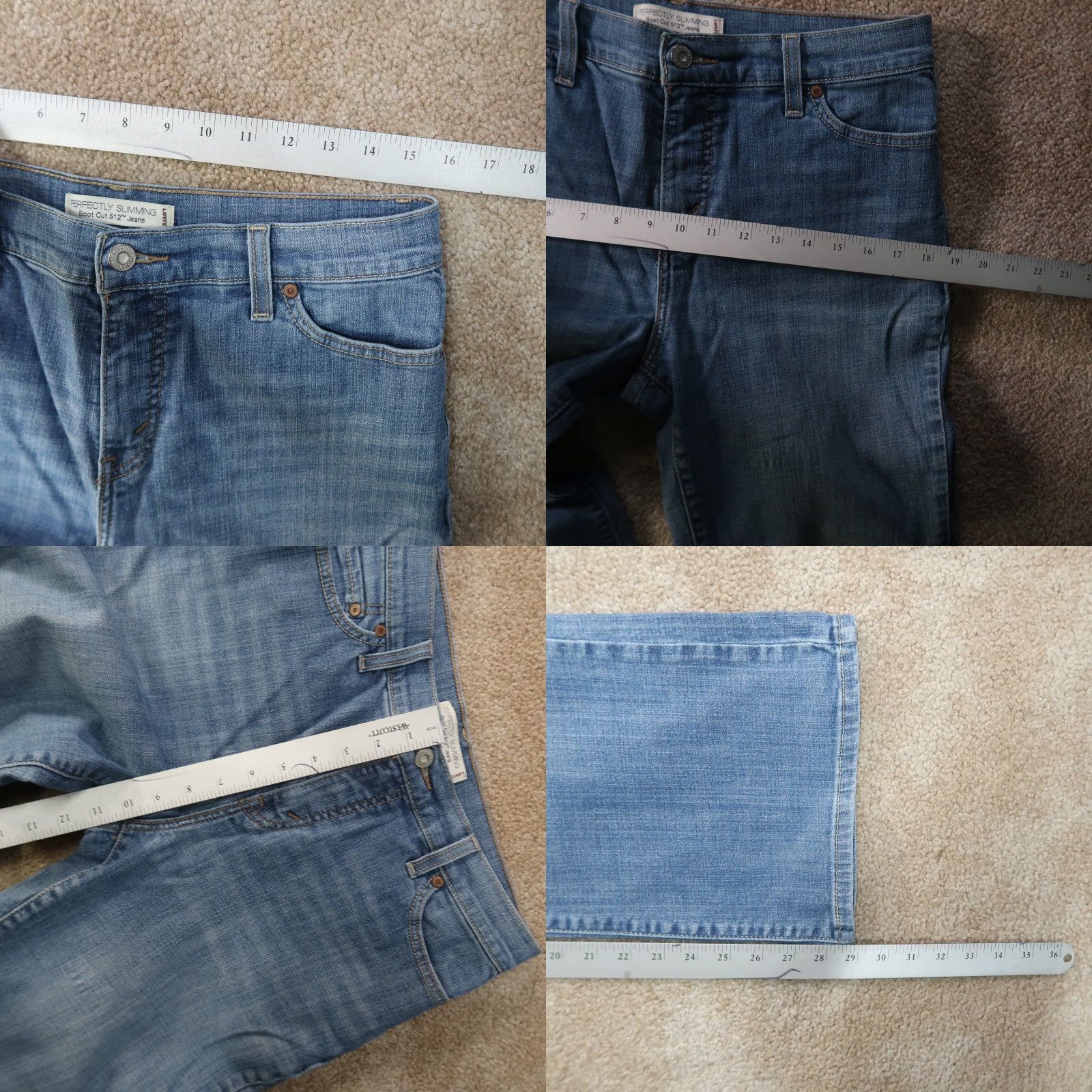 Levi's Levi's 512 Perfectly Slimming Bootcut Jeans Women's 12s Blue Denim Stretch Size 34" / US 12 / IT 48 - 8 Thumbnail