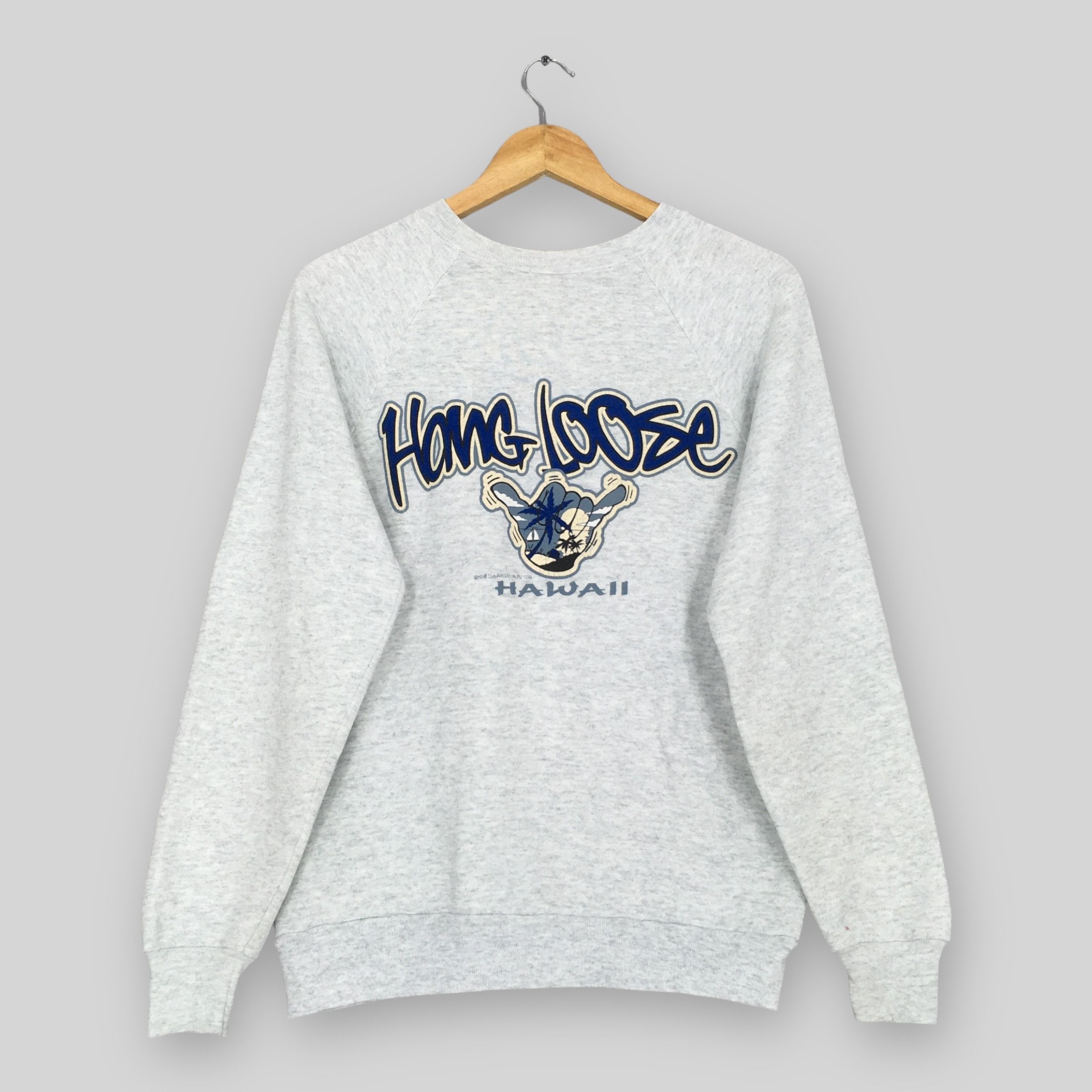 Fruit Of The Loom × Vintage Vintage 1990s Hang Loose Hawaii Sweatshirt Medium Size US M / EU 48-50 / 2 - 1 Thumbnail