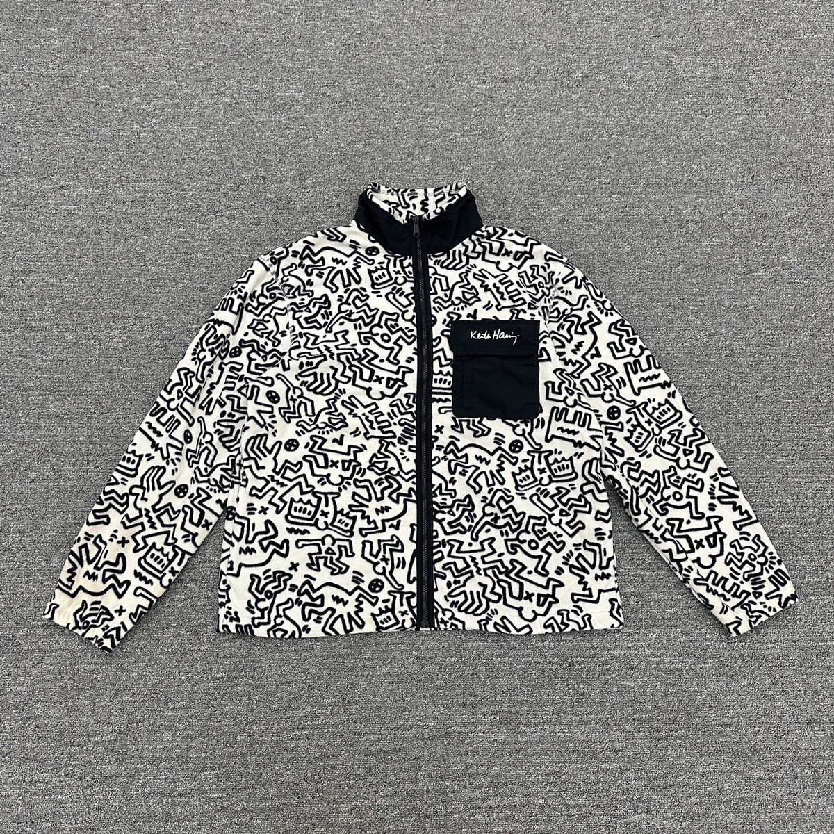 Keith Haring × Streetwear Keith Haring Art FullPrint Fleece Jacket ...