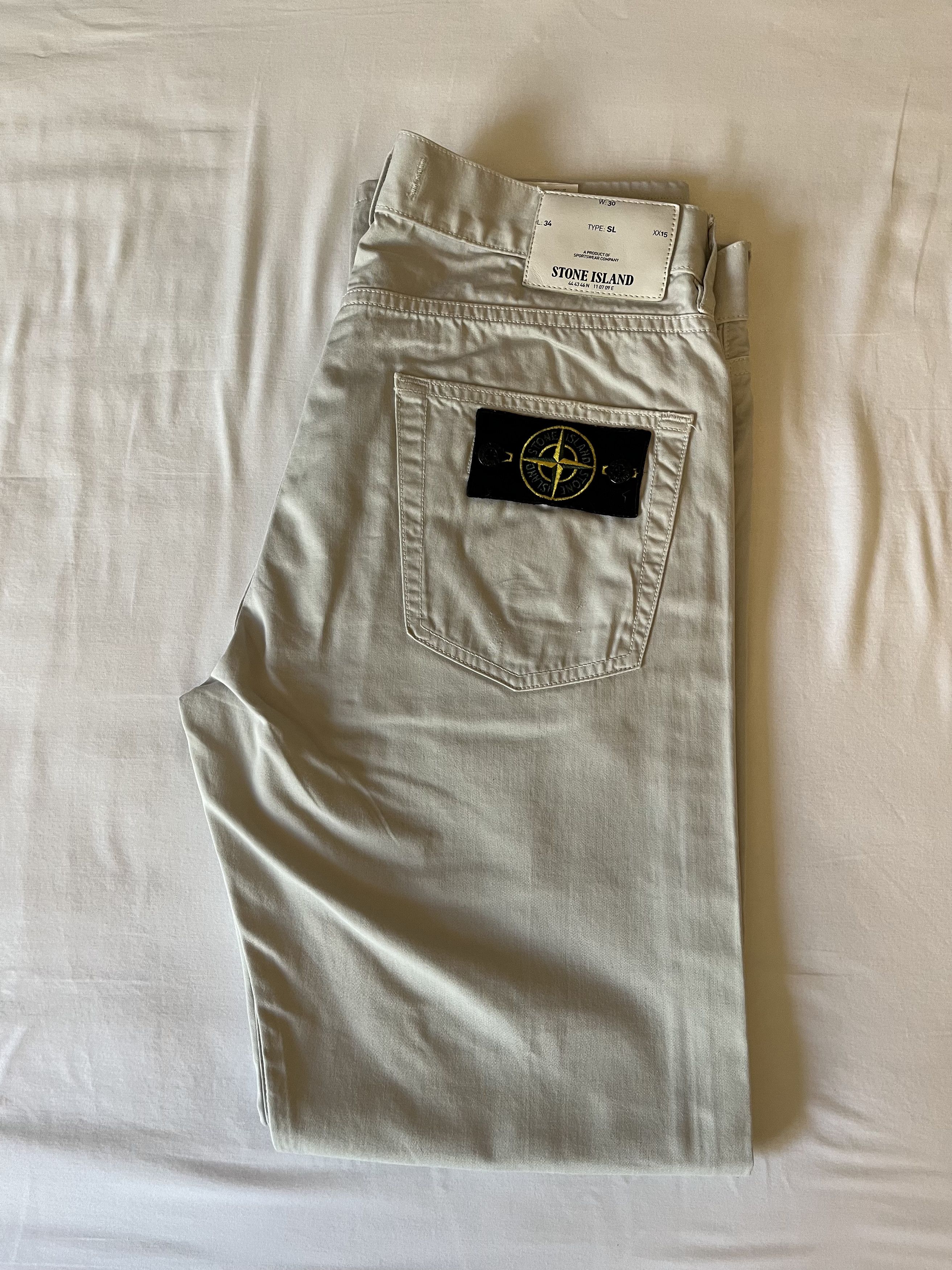 Image of Stone Island Beige Straight Cotton Pants, Men's (Size 30)