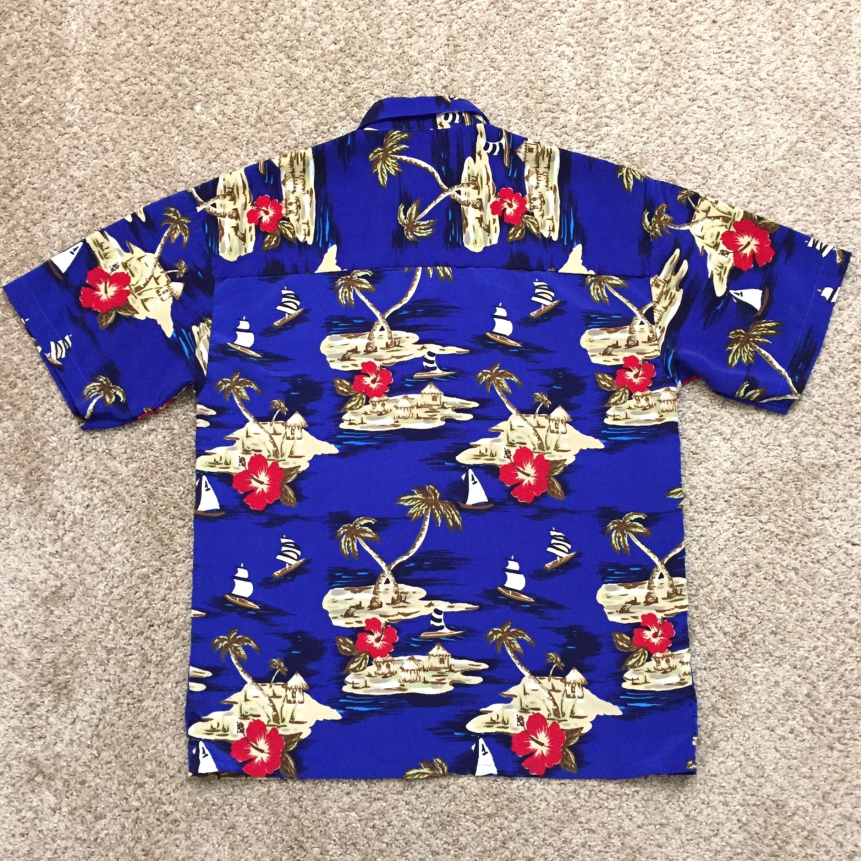Vintage Ringo Sport Shirt Mens Small Blue Hawaiian Floral Microfiber Short Sleeve Button Up Size US S / EU 44-46 / 1 - 6 Thumbnail
