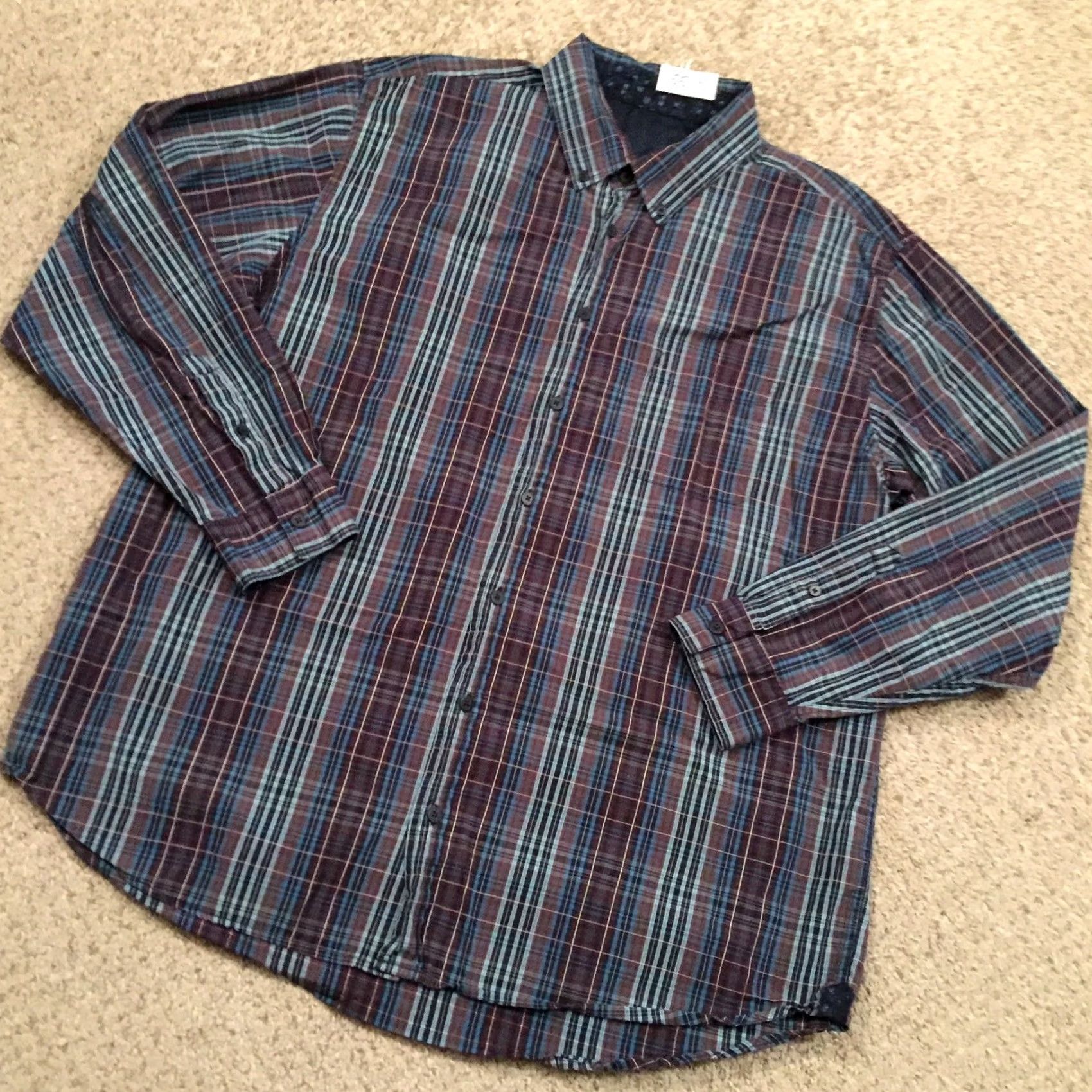 Old Navy Old Navy Shirt Mens XL Blue Purple Plaid Long Sleeve Button Up Size US XL / EU 56 / 4 - 2 Thumbnail