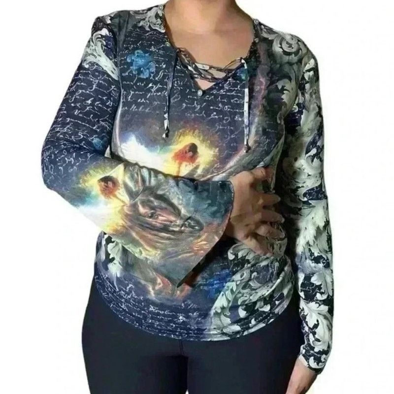 Voyage Fairycore Regency 90’s Voyage Silk Unicorn Bell Sleeve Top Size M / US 6-8 / IT 42-44 - 6 Thumbnail